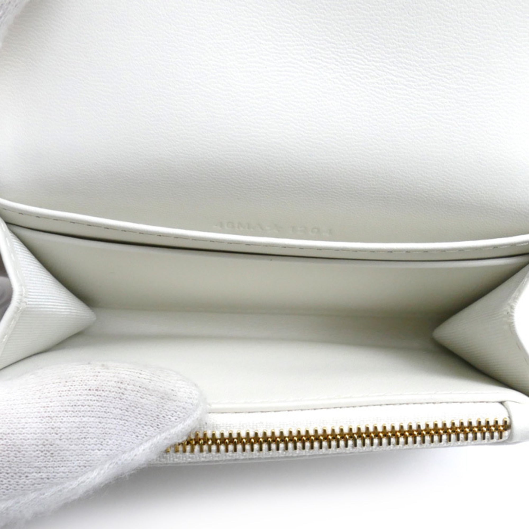 Christian Dior Gold White Canvas Leather Coin Purse/Coin Case (Pre-Owned)