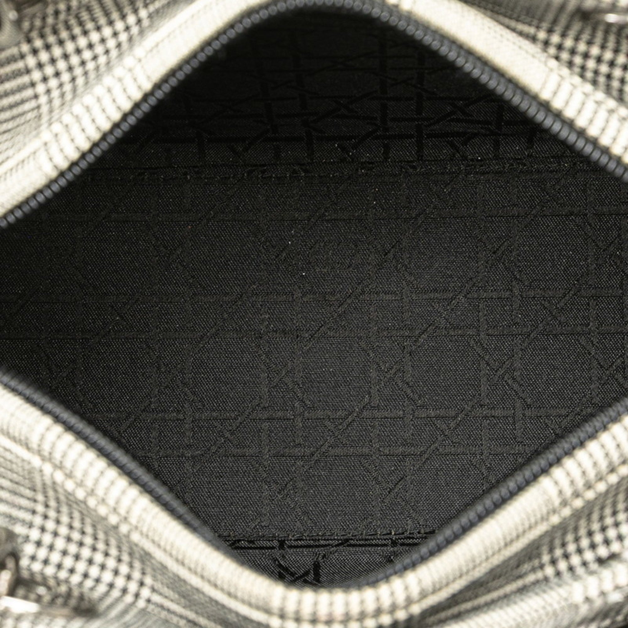 Christian Dior Black White Canvas Leather Handbag (Pre-Owned)