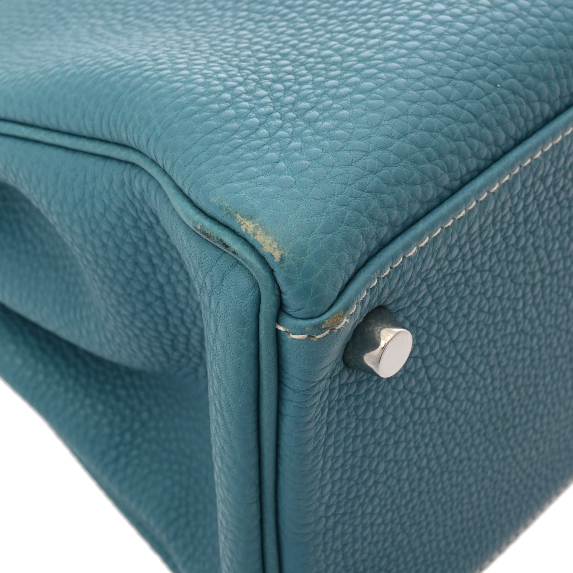 Hermes Blue Jean Taurillon Clemence Leather Handbag (Pre-Owned)