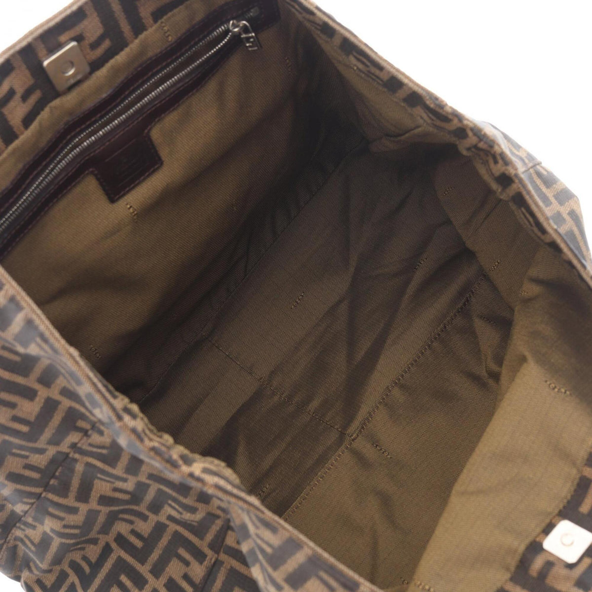 Fendi Brown Canvas Leather Handbag Tote Bag (Pre-Owned)
