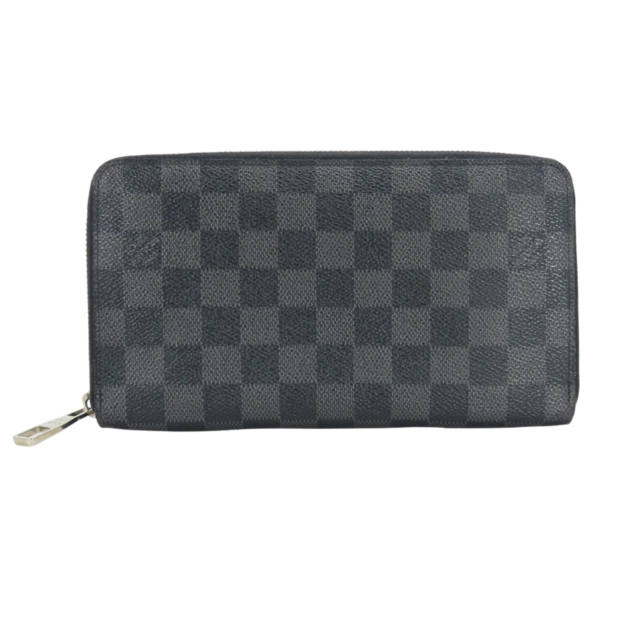 Louis Vuitton Black Gray Damier Graphite Leather Long Wallet (Bi-Fold) (Pre-Owned)