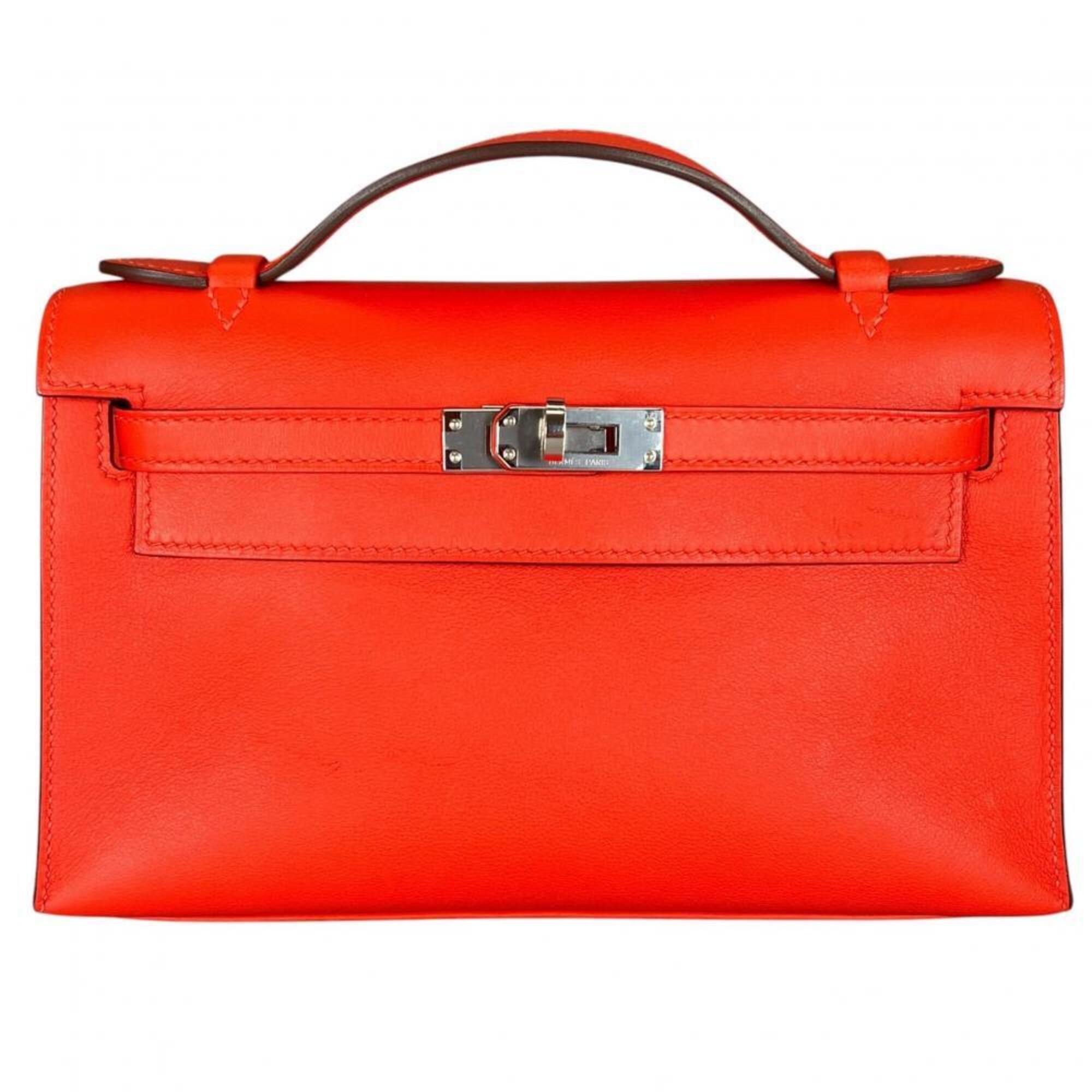 Hermes Red Color Swift Leather Clutch Bag Handbag (Pre-Owned)