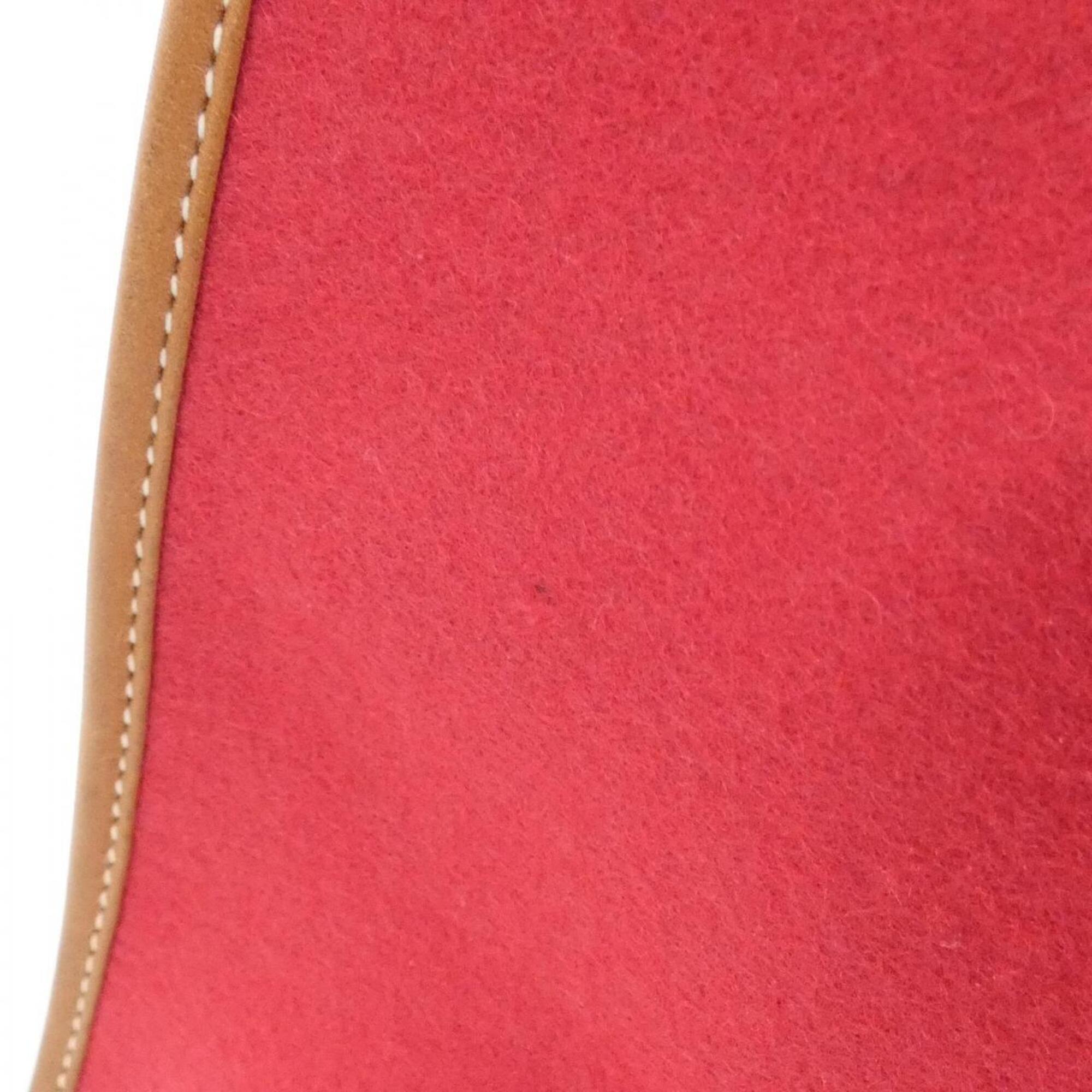 Hermes Fauve Rouge H Felt Barenia Leather Handbag (Pre-Owned)