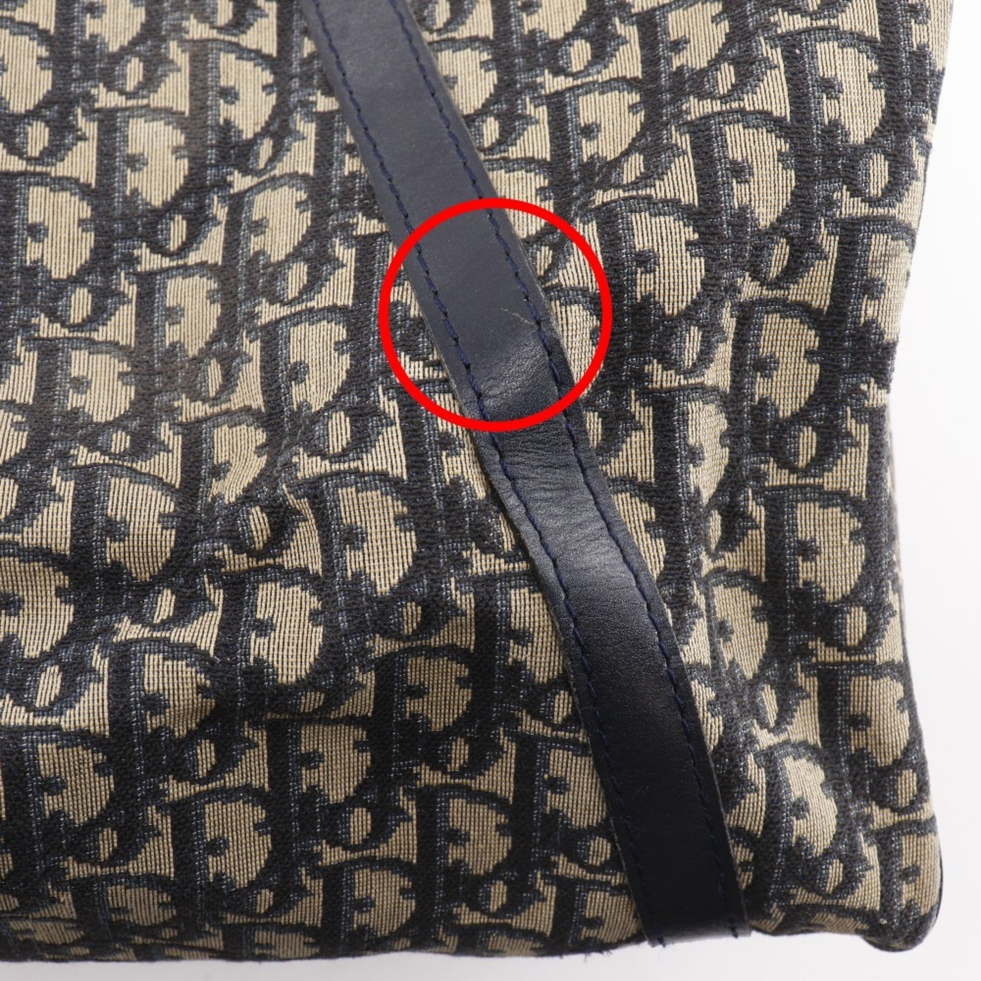 Christian Dior Navy Canvas Boston Bag Handbag (Pre-Owned)
