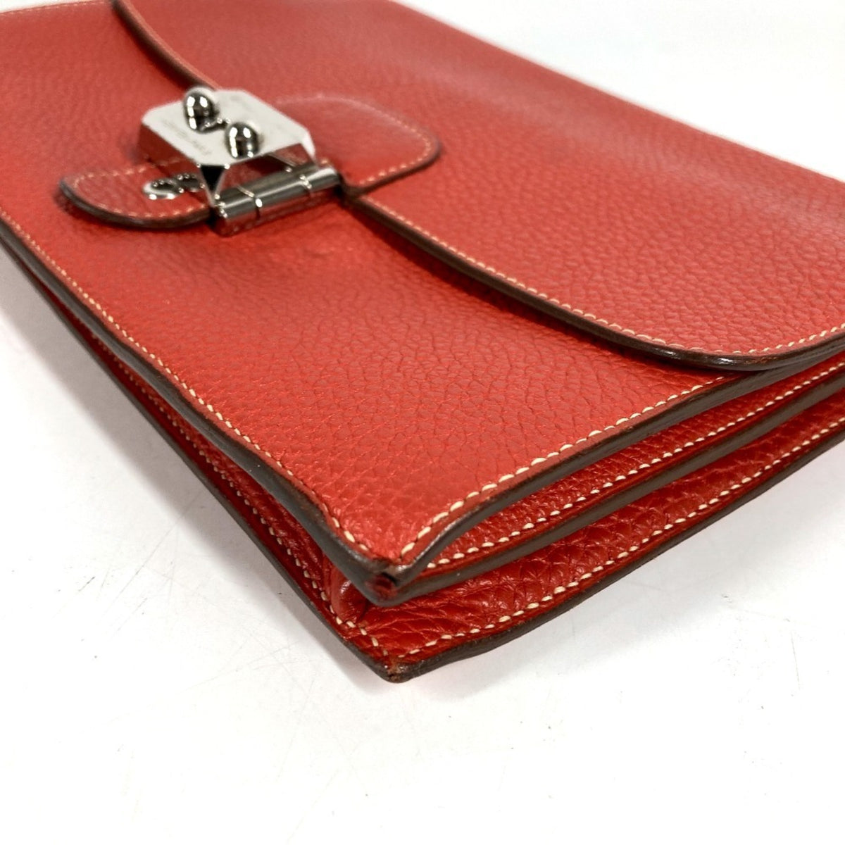 Hermes Brown Leather Clutch Bag Handbag Pochette Pouch (Pre-Owned)