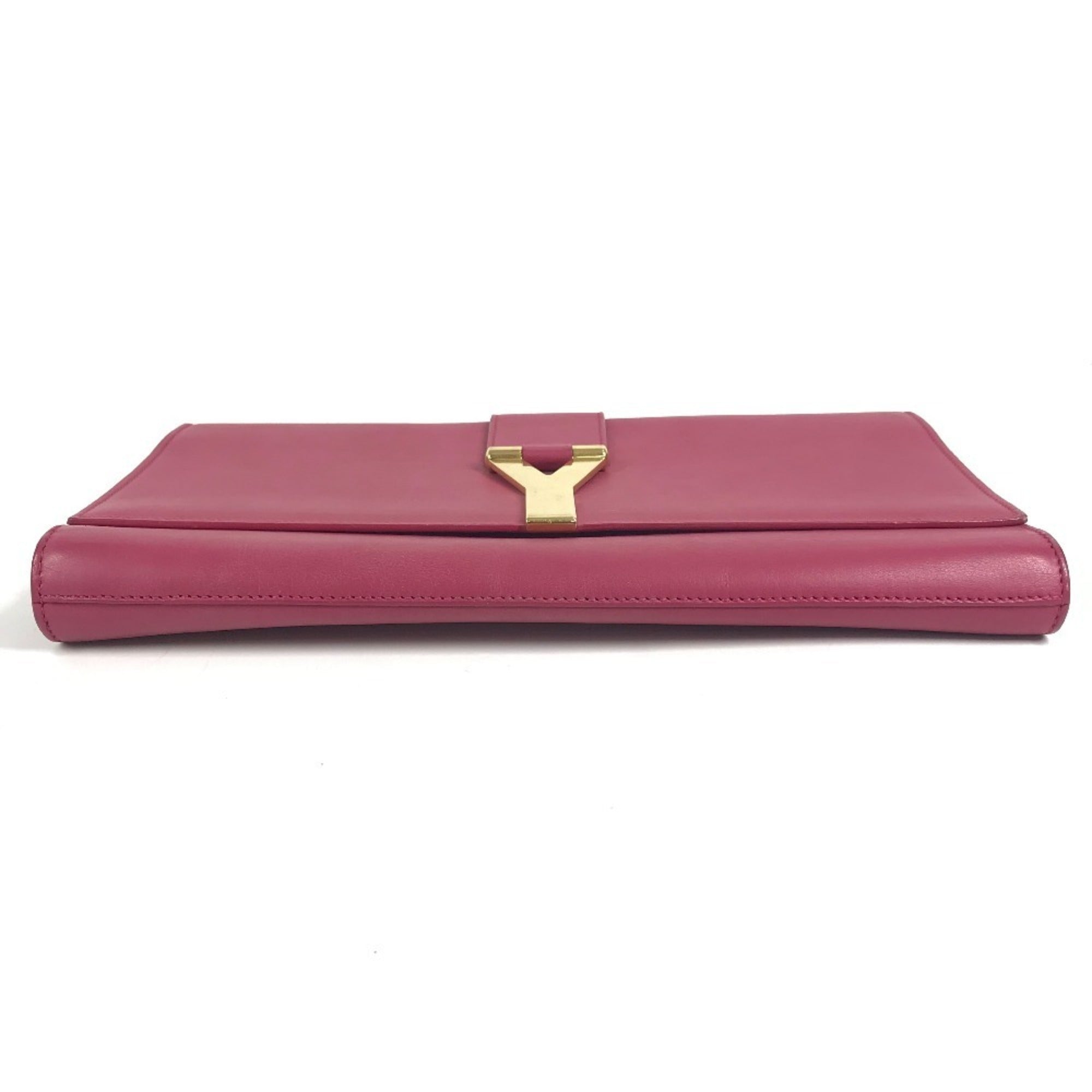Yves Saint Laurent Pink Leather Clutch Bag Handbag (Pre-Owned)