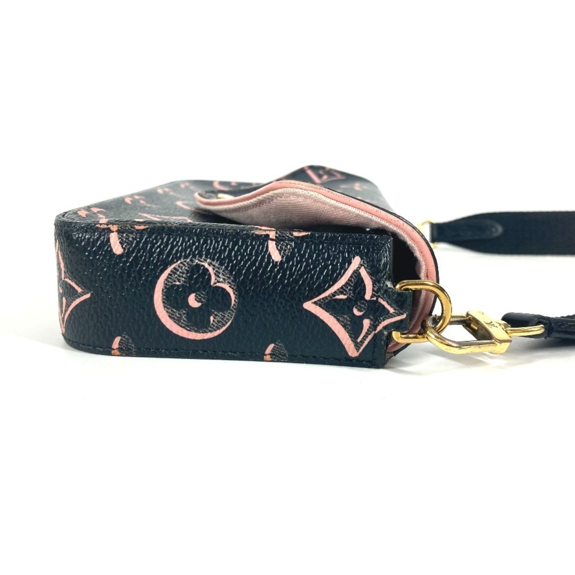 Louis Vuitton Black Pink Coated Canvas Pochette Shoulder Bag (Pre-Owned)