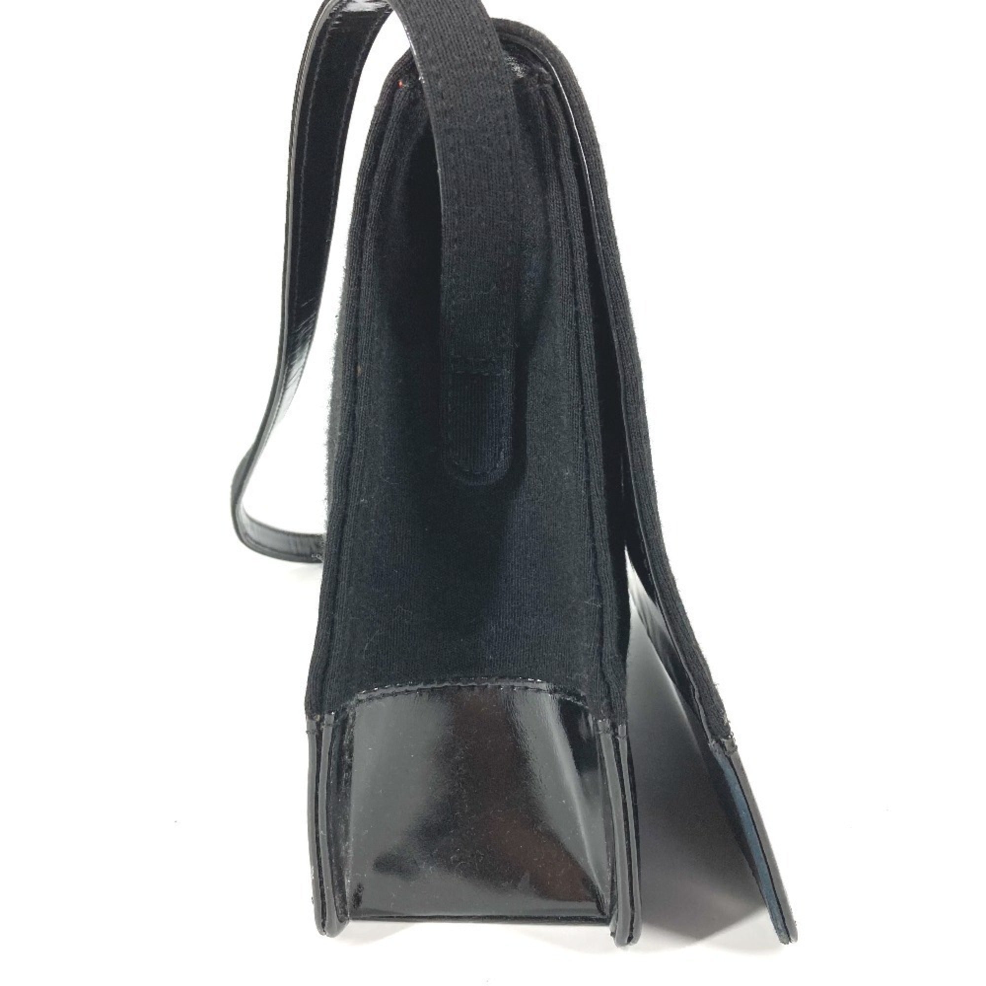 Chanel Black Cotton Patent Leather Shoulder Bag (Pre-Owned)