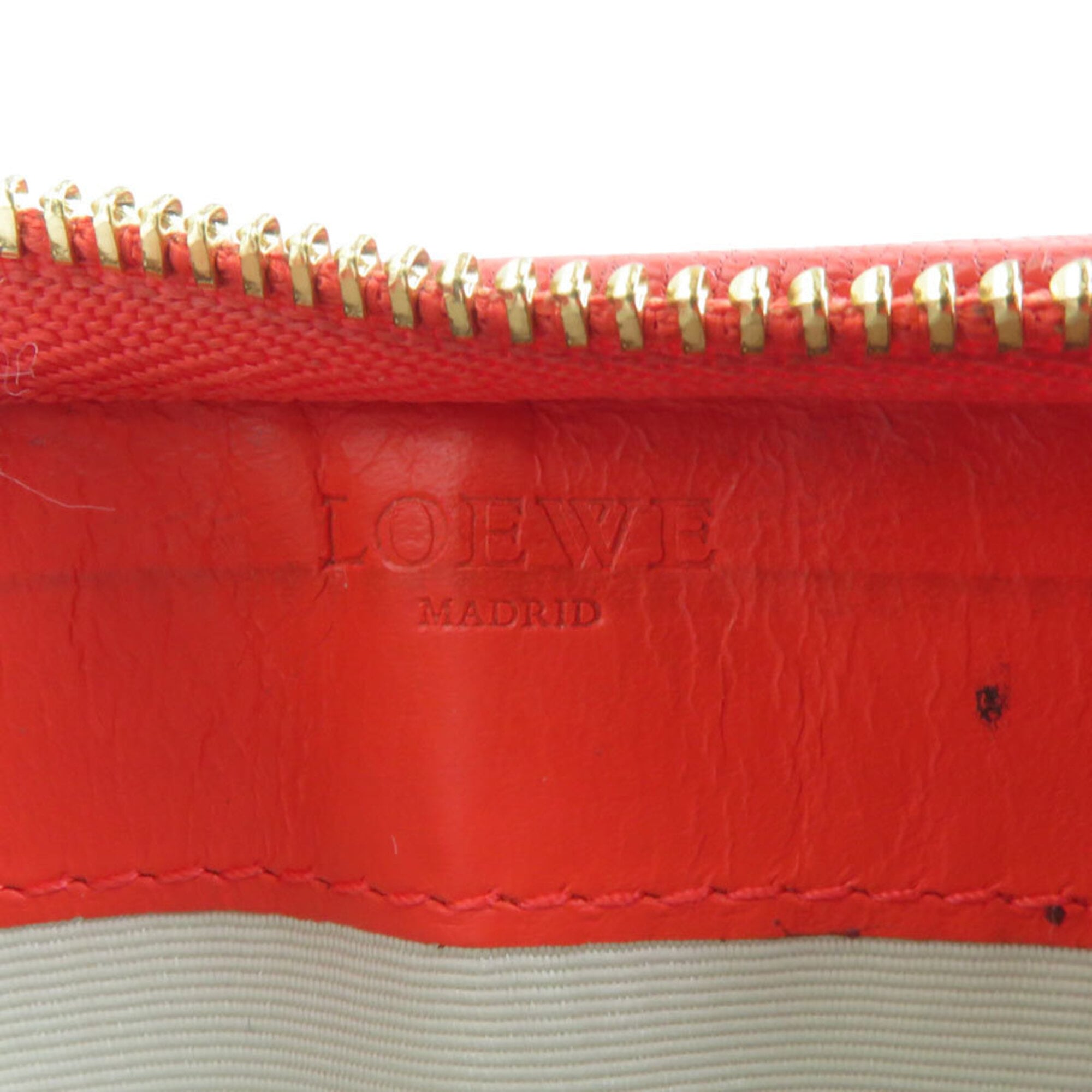 Loewe Orange Red Leather Coin Purse/Coin Case (Pre-Owned)