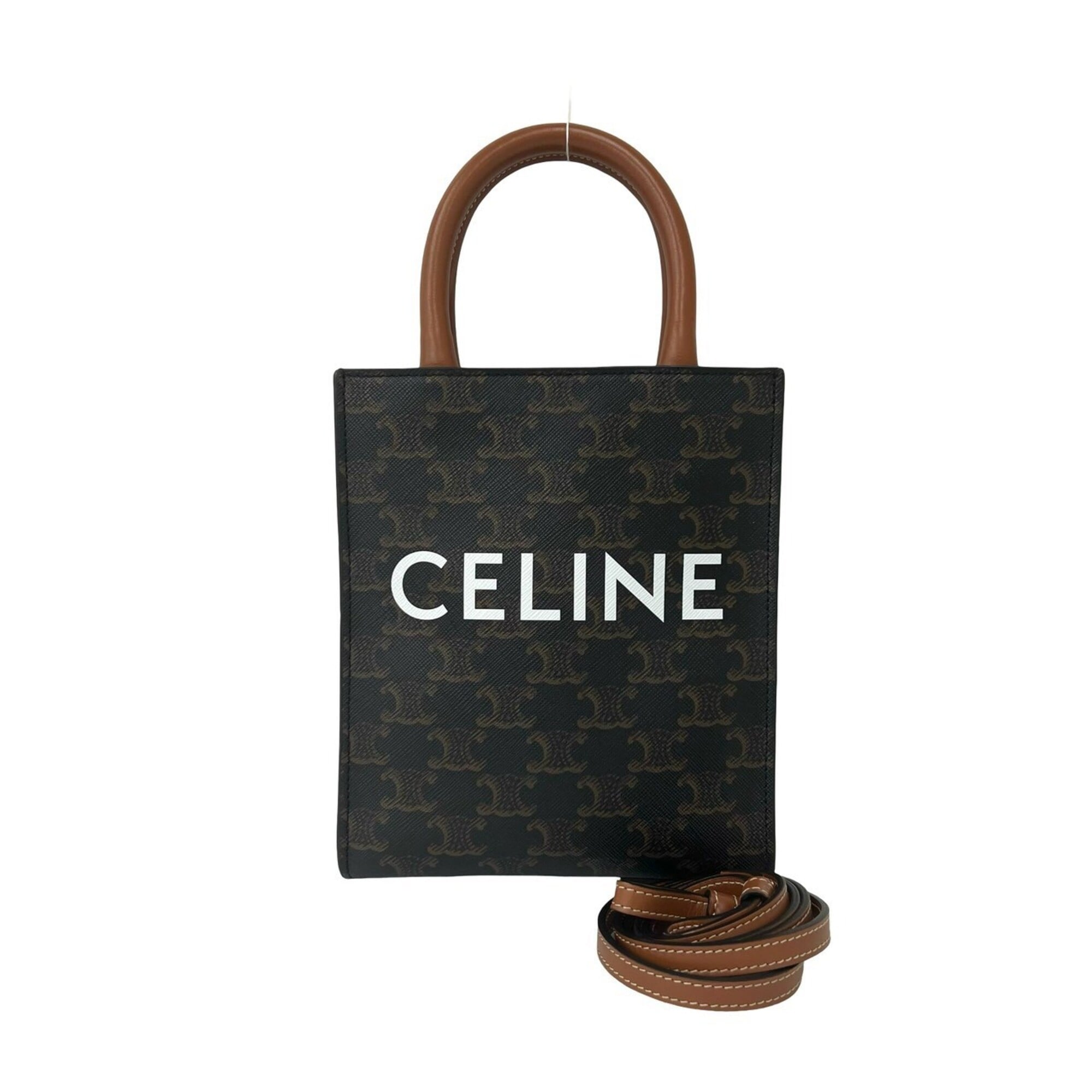 Celine Brown Leather Pvc Handbag Shoulder Bag (Pre-Owned)