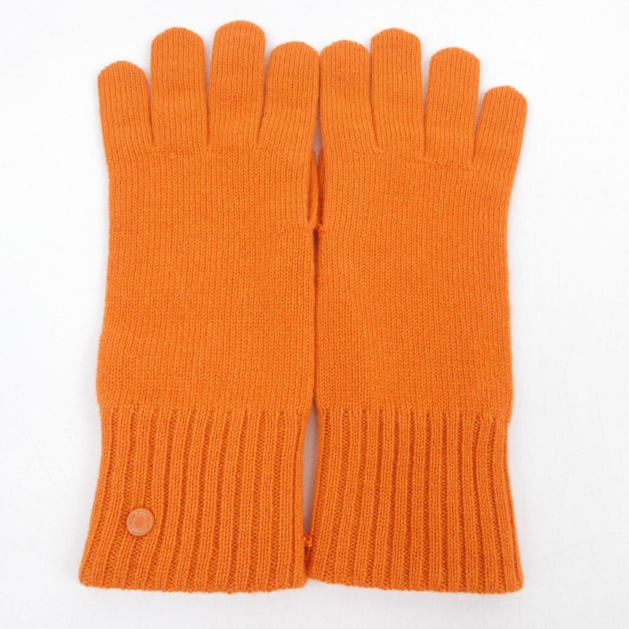 Hermes Orange Cashmere Warm Gloves (Pre-Owned)