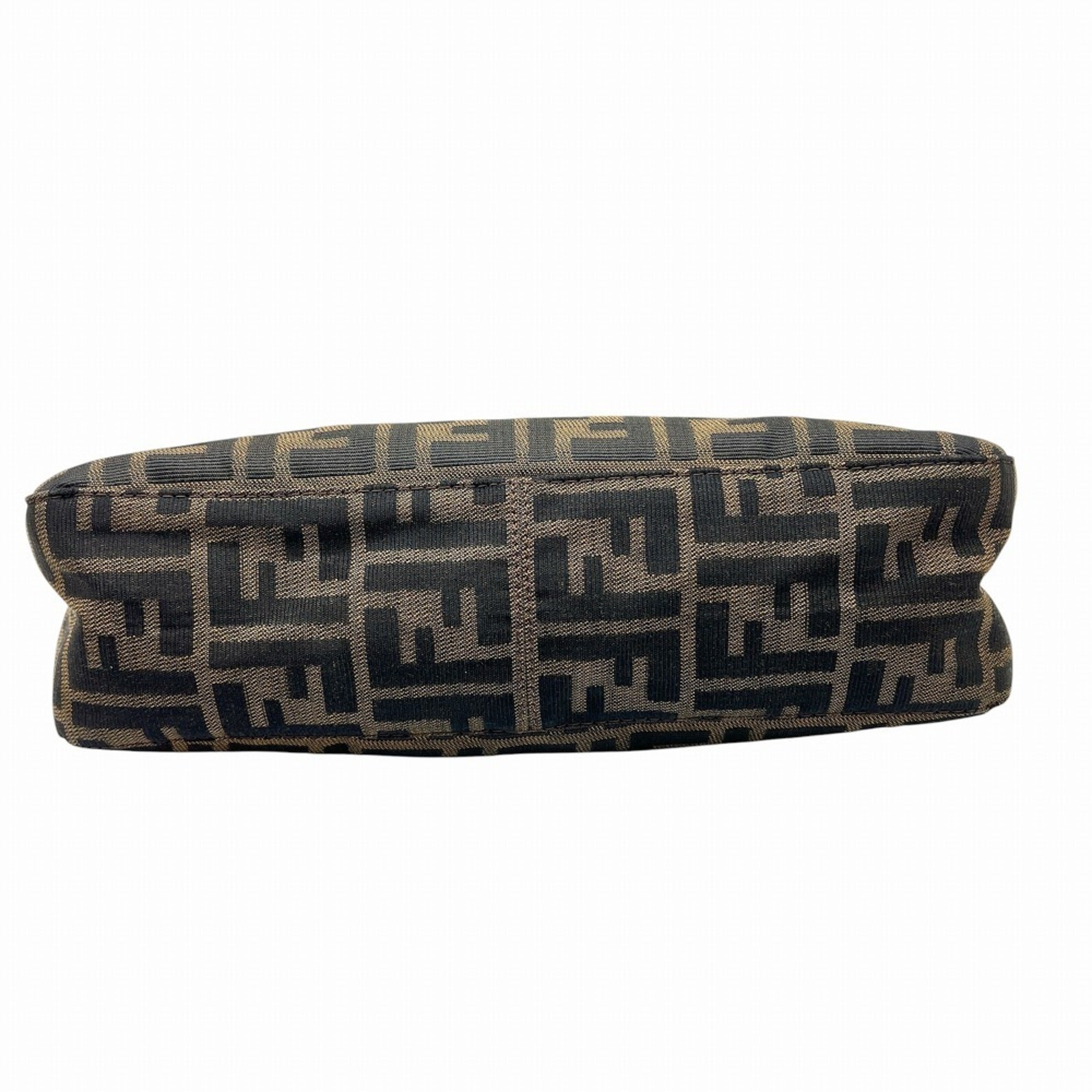 Fendi Zucca Brown Canvas Leather Handbag Shoulder Bag (Pre-Owned)