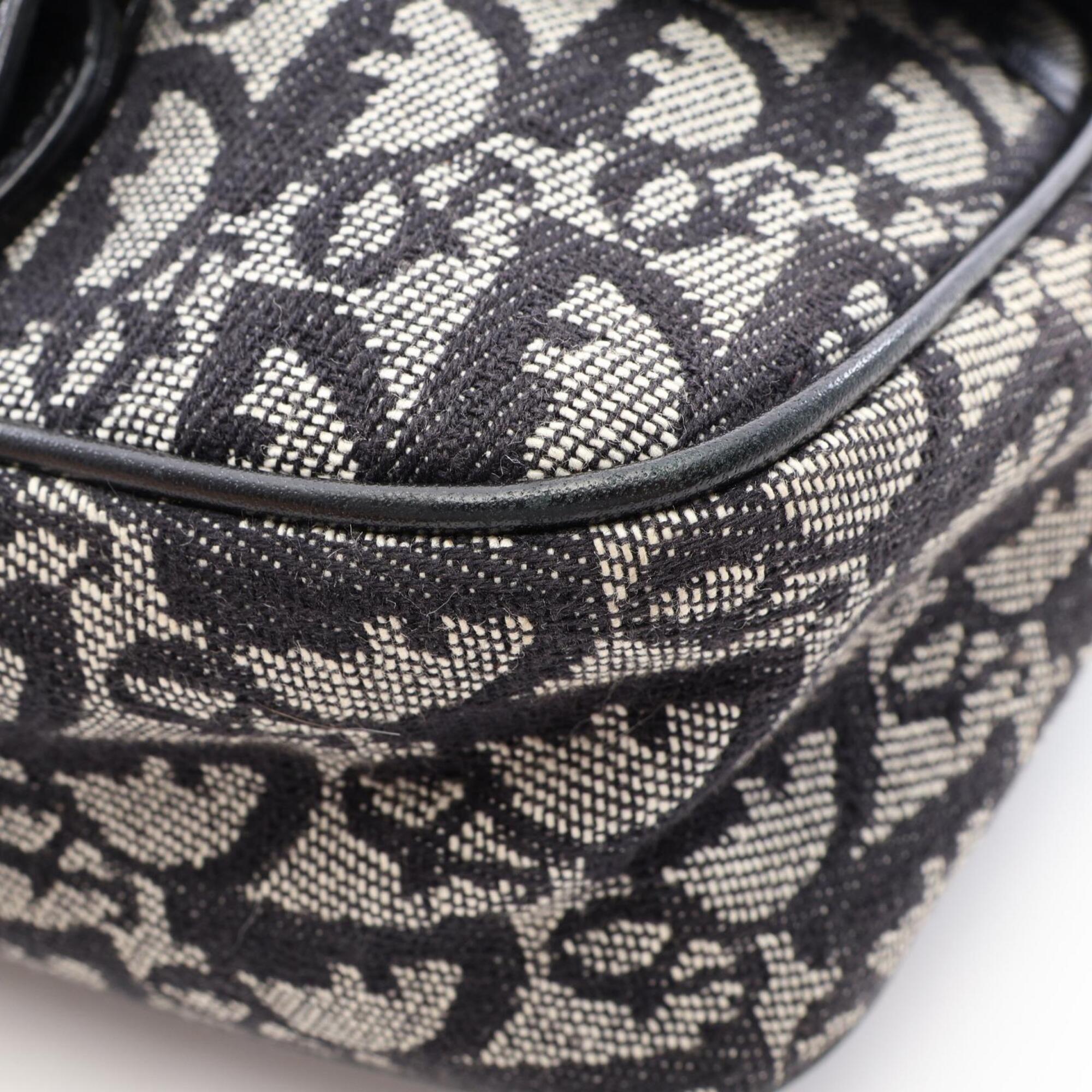 Christian Dior Beige Black Canvas Leather Handbag Shoulder Bag (Pre-Owned)