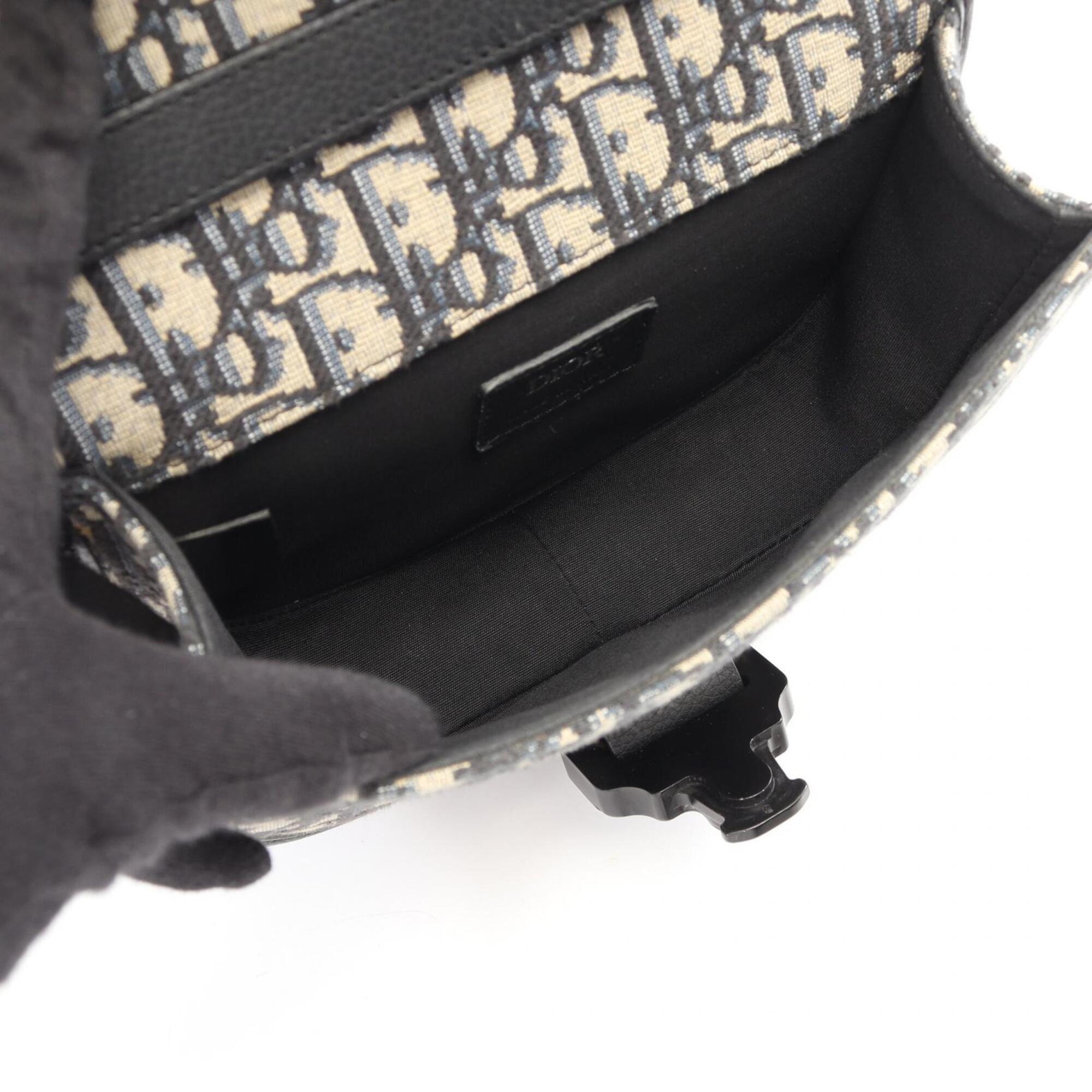 Christian Dior Ivory Navy Canvas Leather Handbag Shoulder Bag (Pre-Owned)