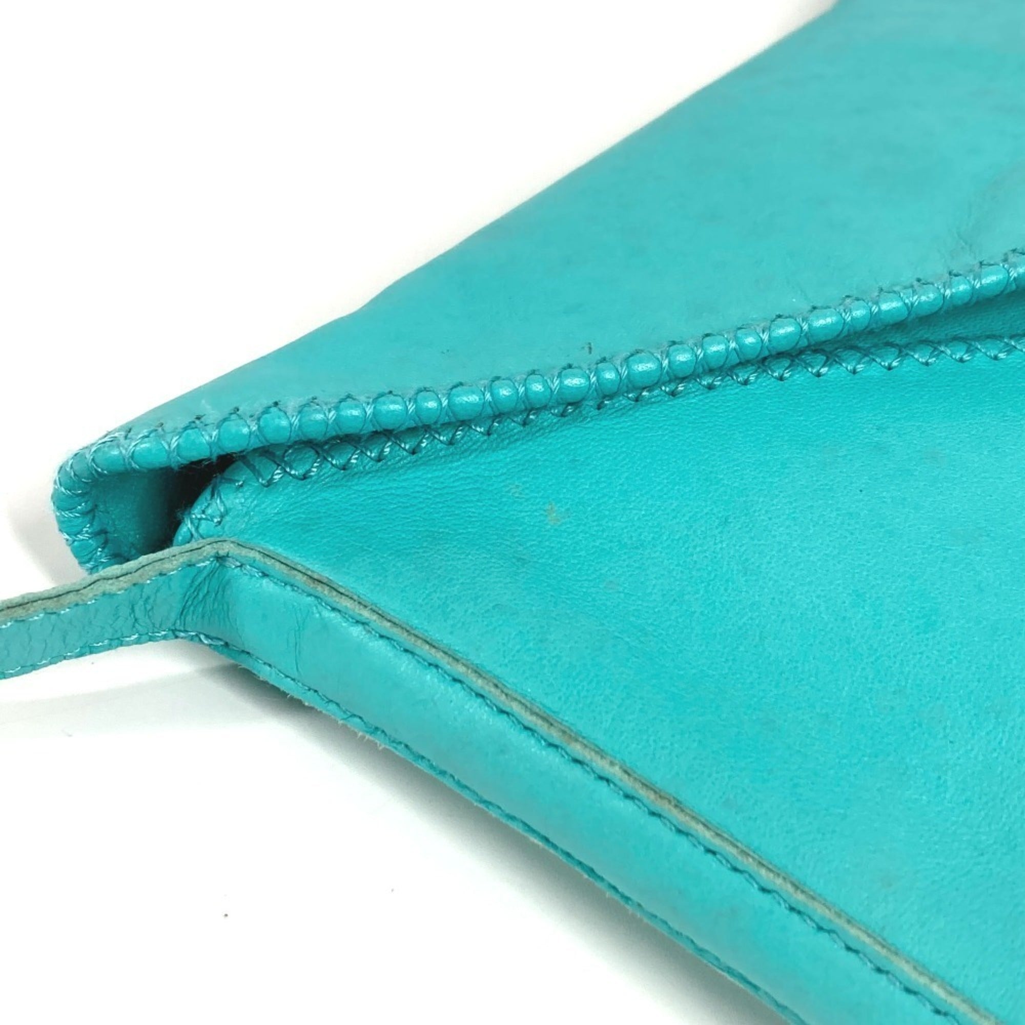 Hermes Turquoise Leather Pochette Shoulder Bag (Pre-Owned)
