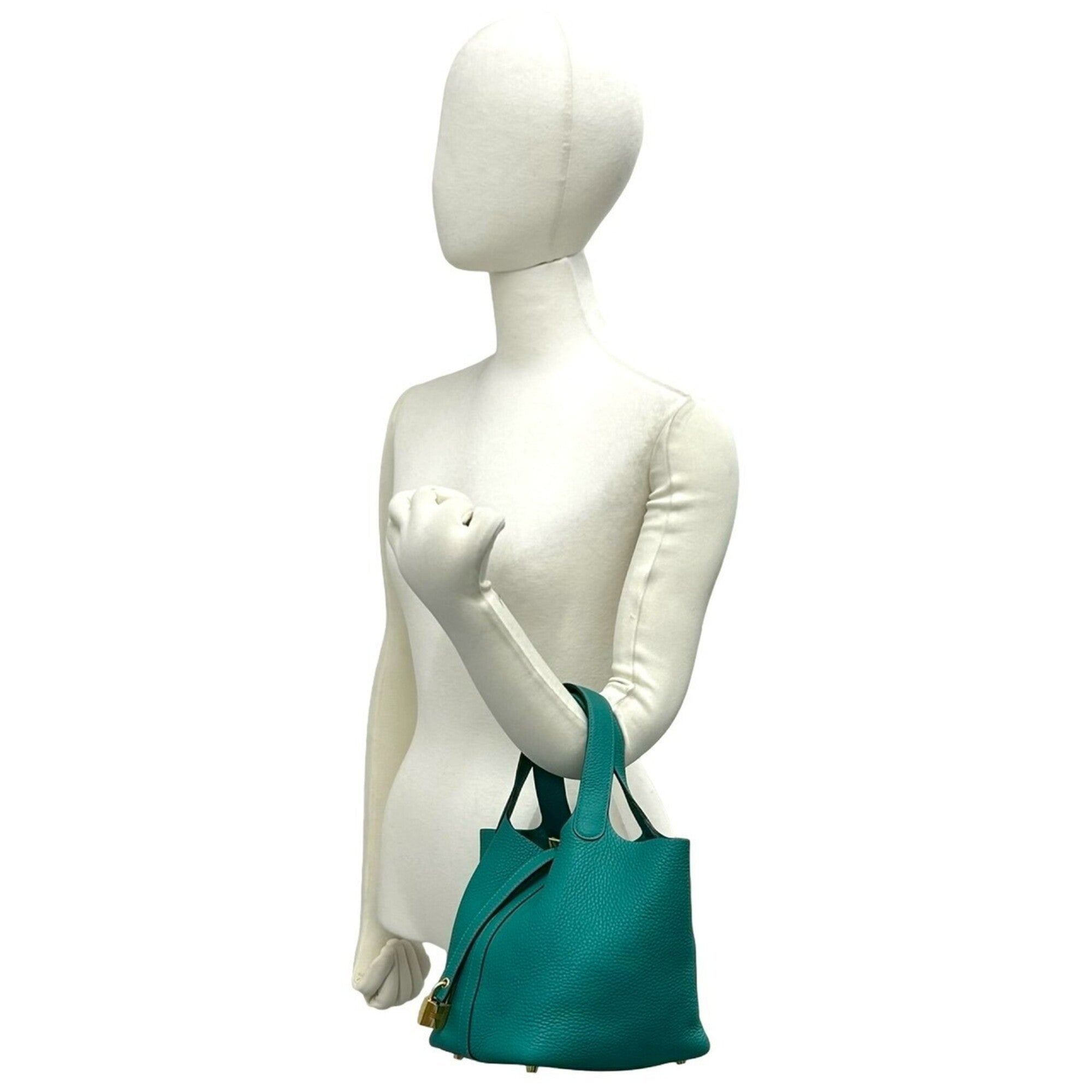 Hermes Green Taurillon Clemence Leather Handbag (Pre-Owned)
