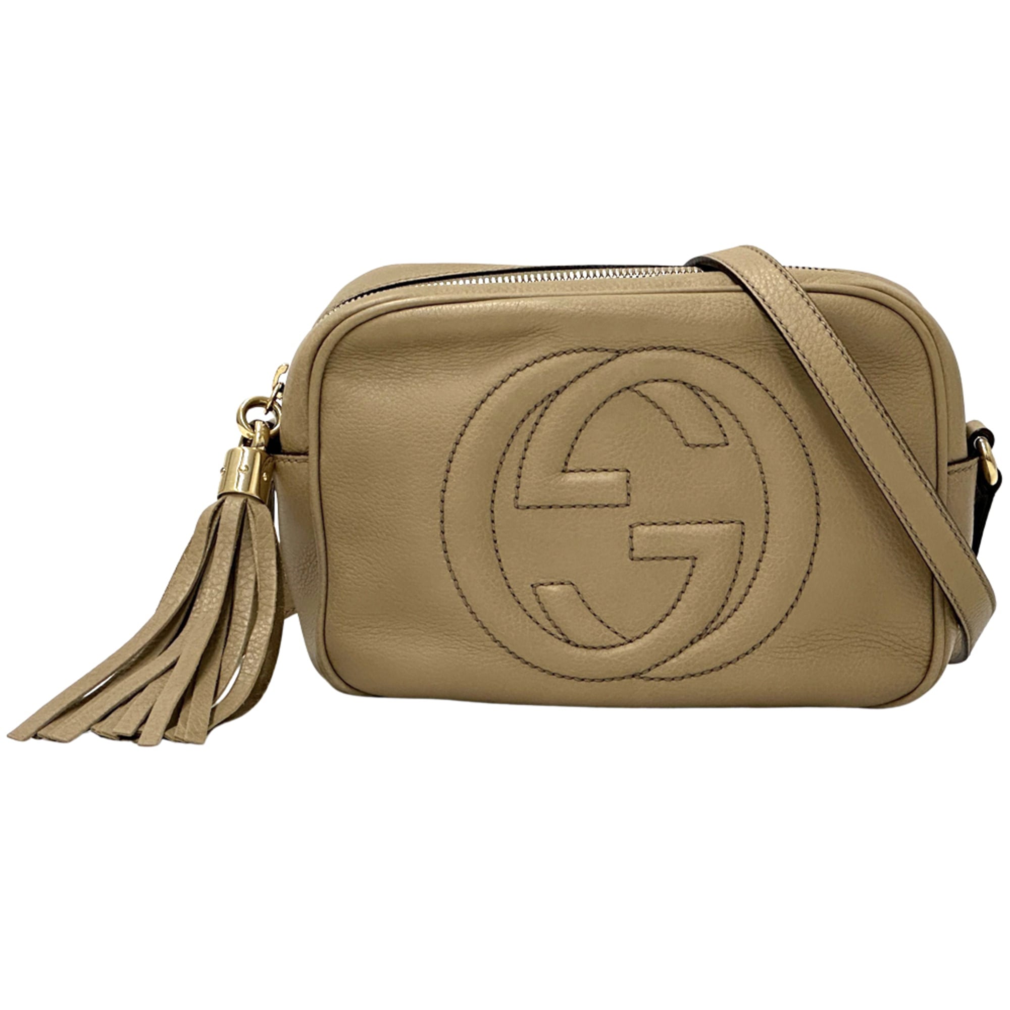 Gucci Beige Leather Handbag Shoulder Bag (Pre-Owned)