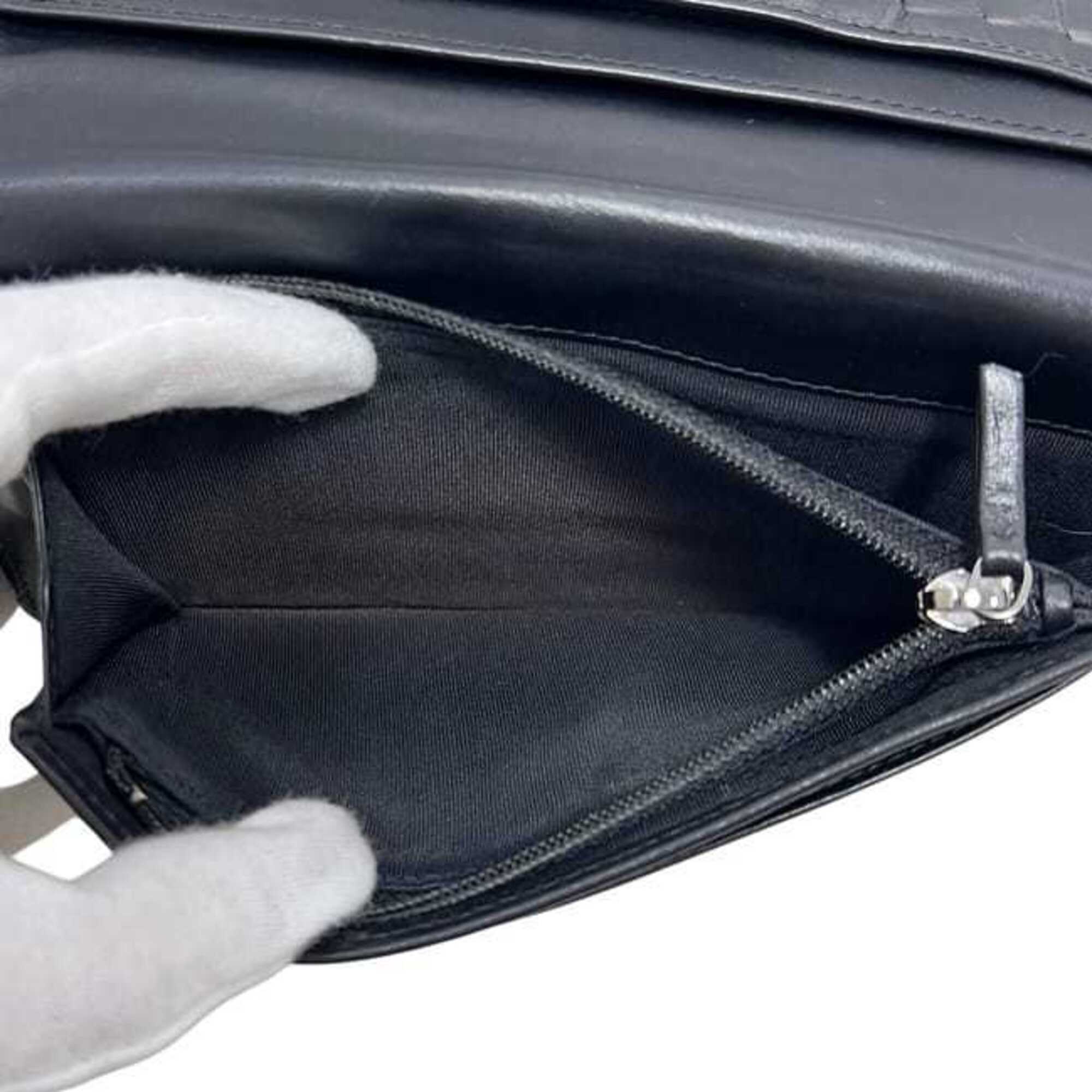 Chanel Black Grained Calfskin Long Wallet (Bi-Fold) (Pre-Owned)