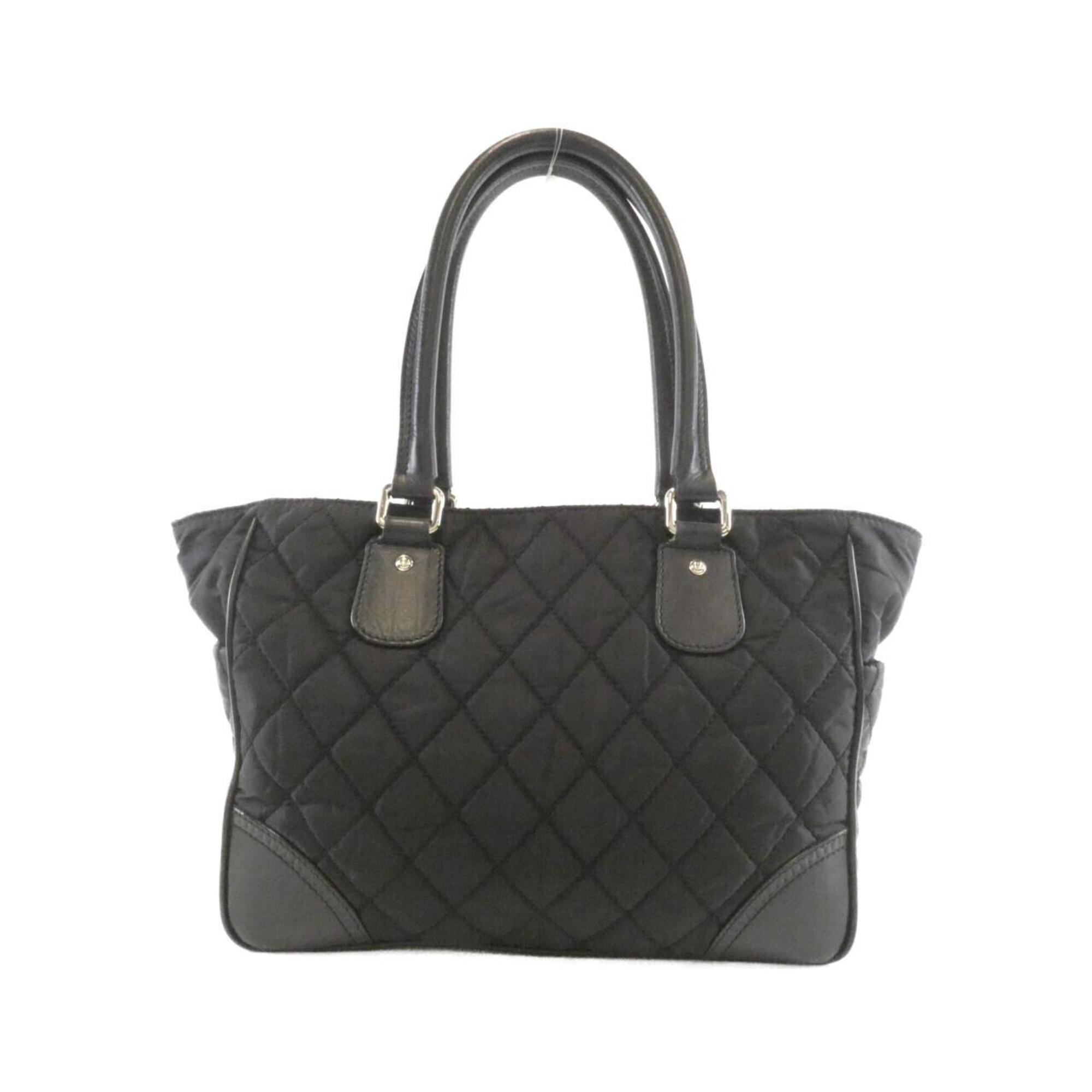 Chanel Black Nylon Leather Handbag (Pre-Owned)