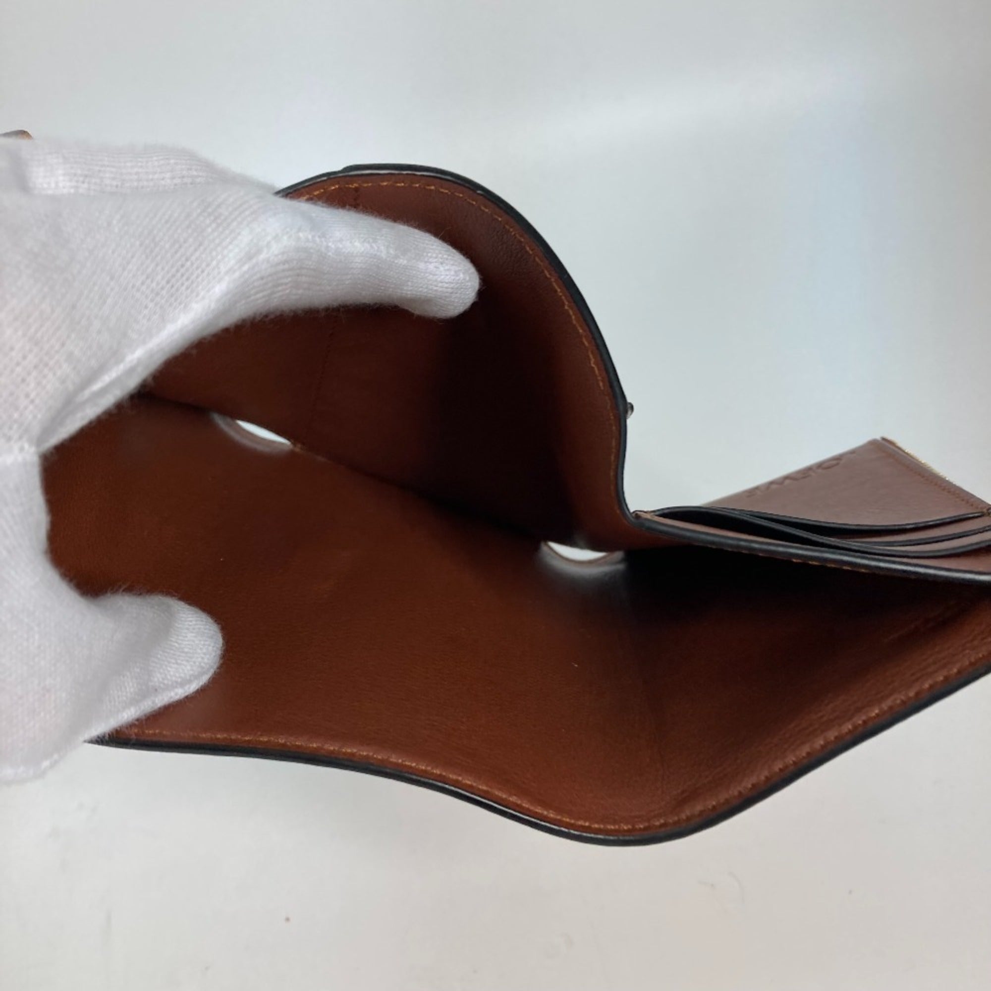 Loewe Brown Yellow Leather Wallet (Tri-Fold) (Pre-Owned)