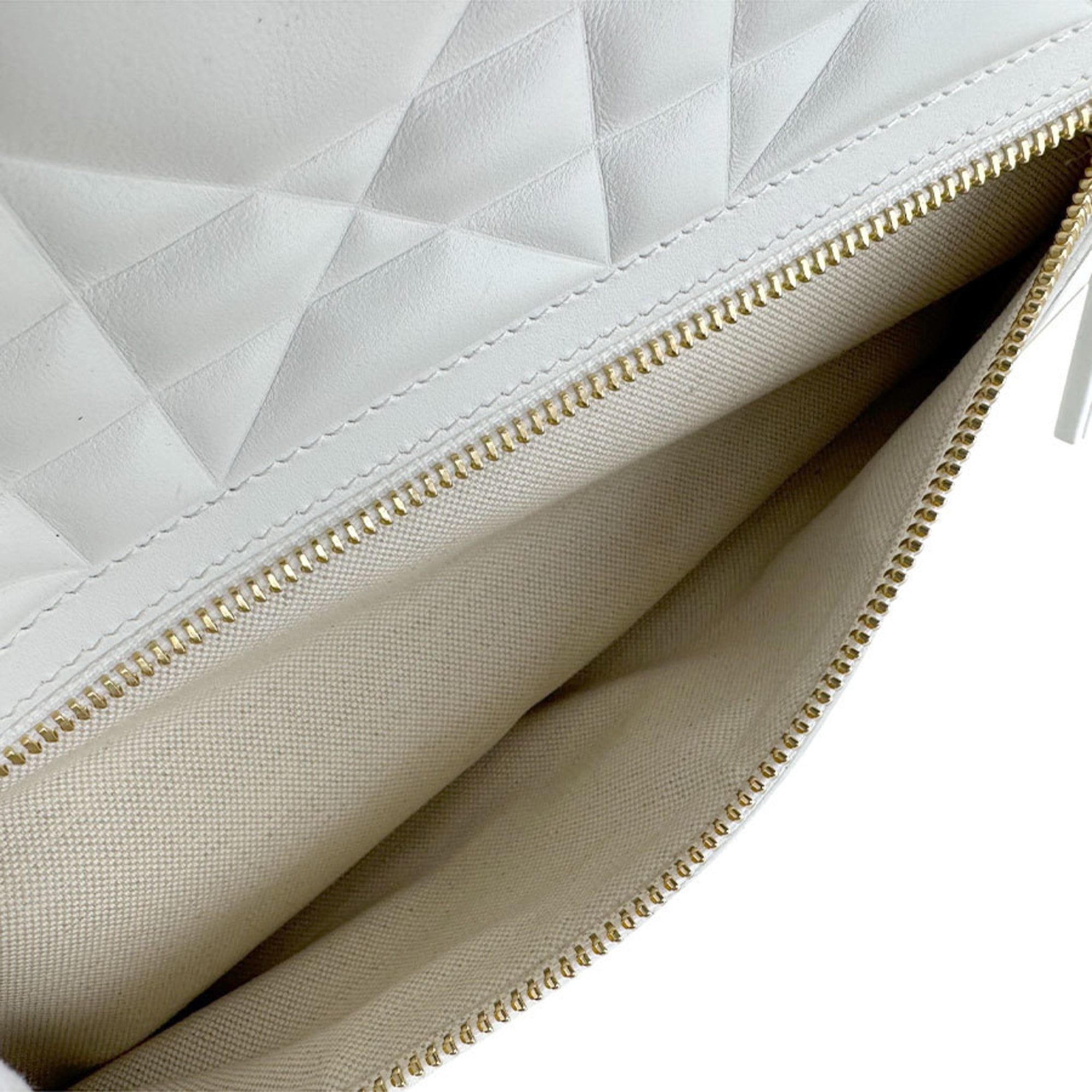Christian Dior Gold White Leather Handbag Shoulder Bag (Pre-Owned)