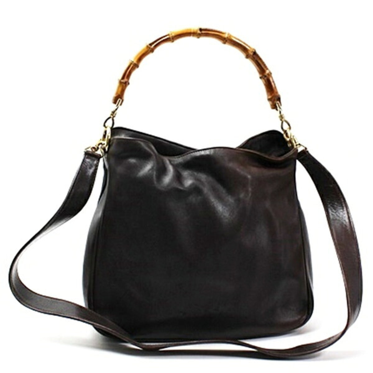 Gucci Brown Gray Leather Shoulder Bag (Pre-Owned)