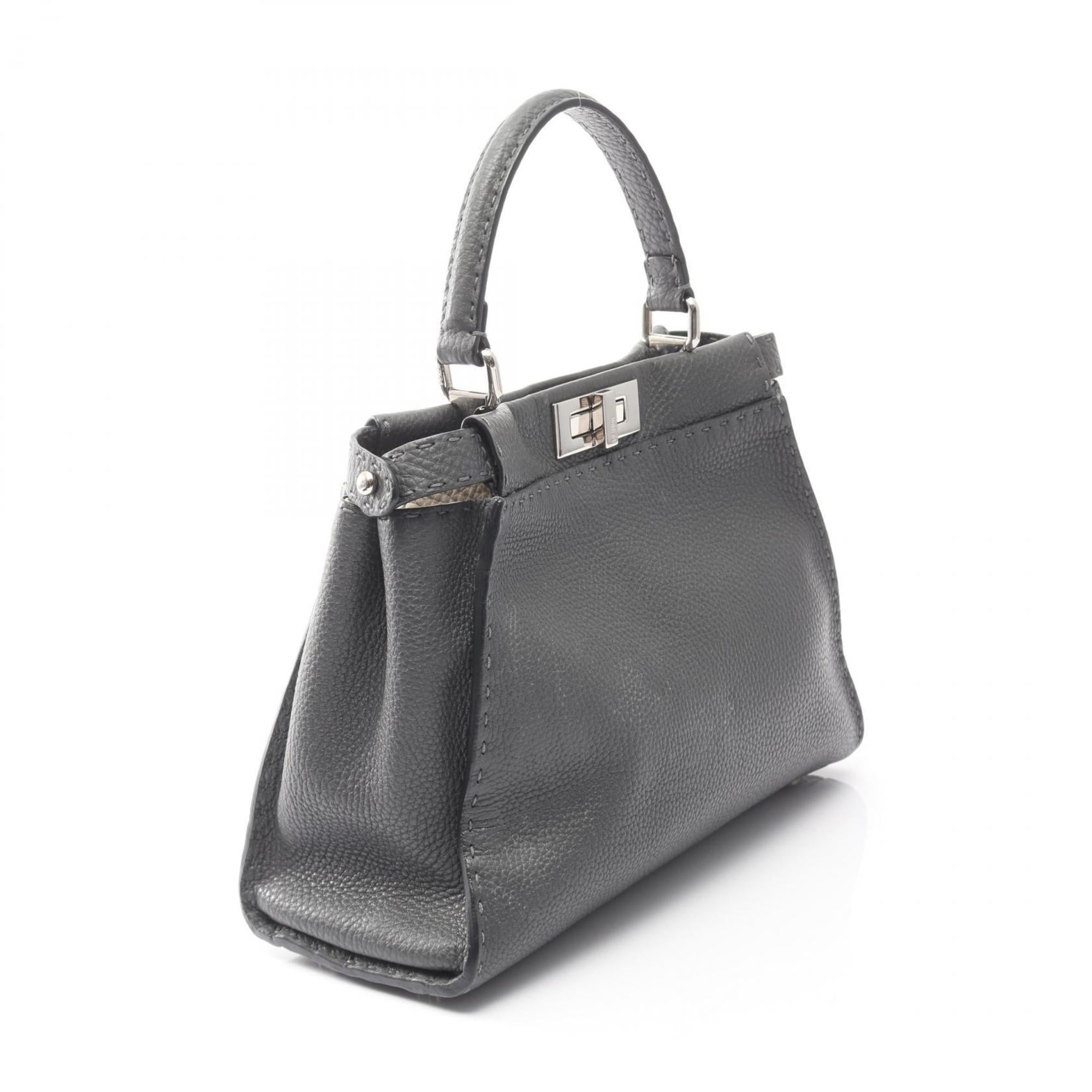 Fendi Gray Leather Handbag (Pre-Owned)