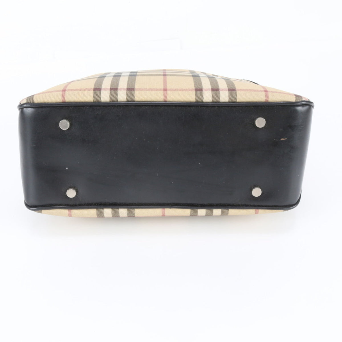 Burberry Beige Leather Coated Canvas Handbag Shoulder Bag Tote Bag (Pre-Owned)