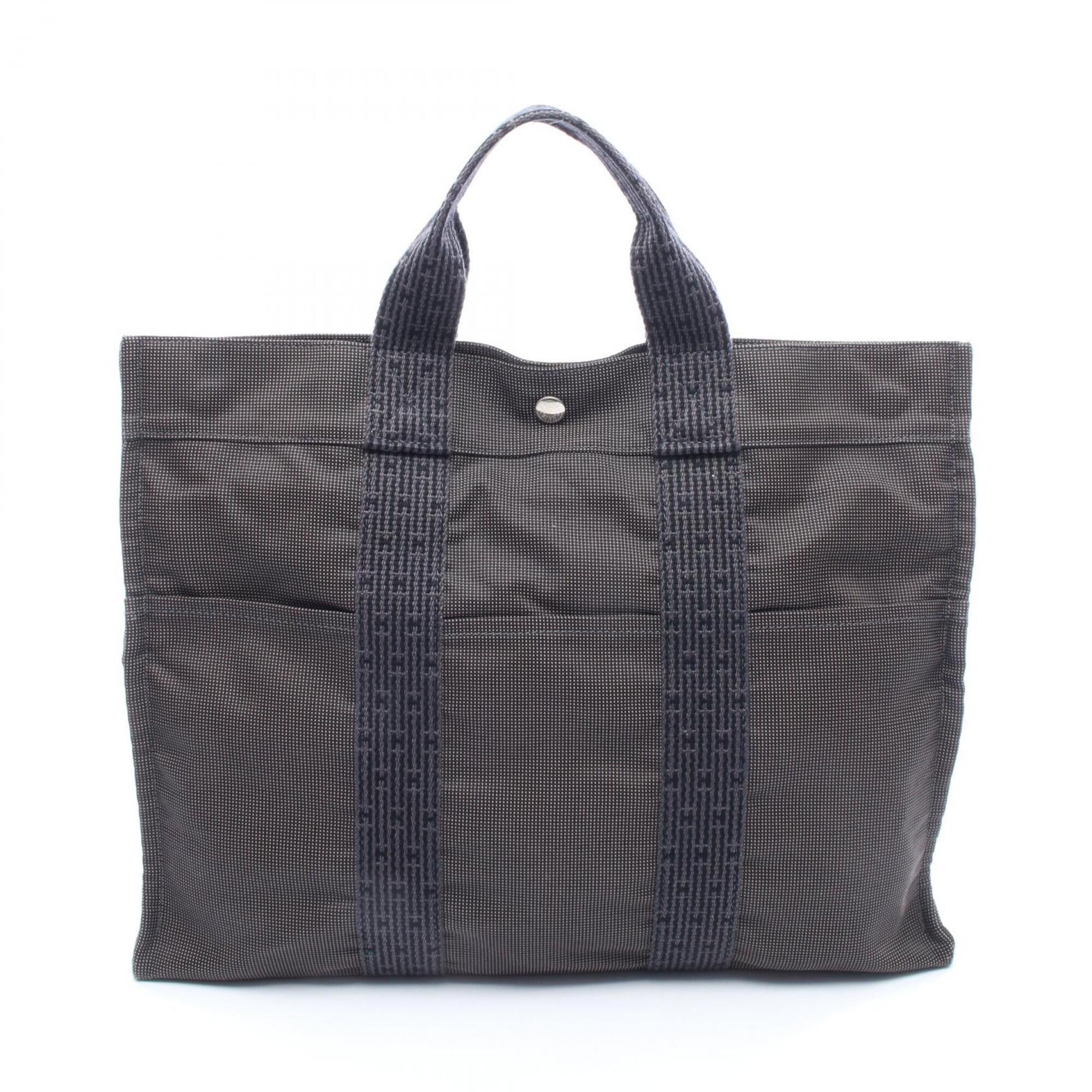 Hermes Gray Nylon Canvas Handbag Tote Bag (Pre-Owned)