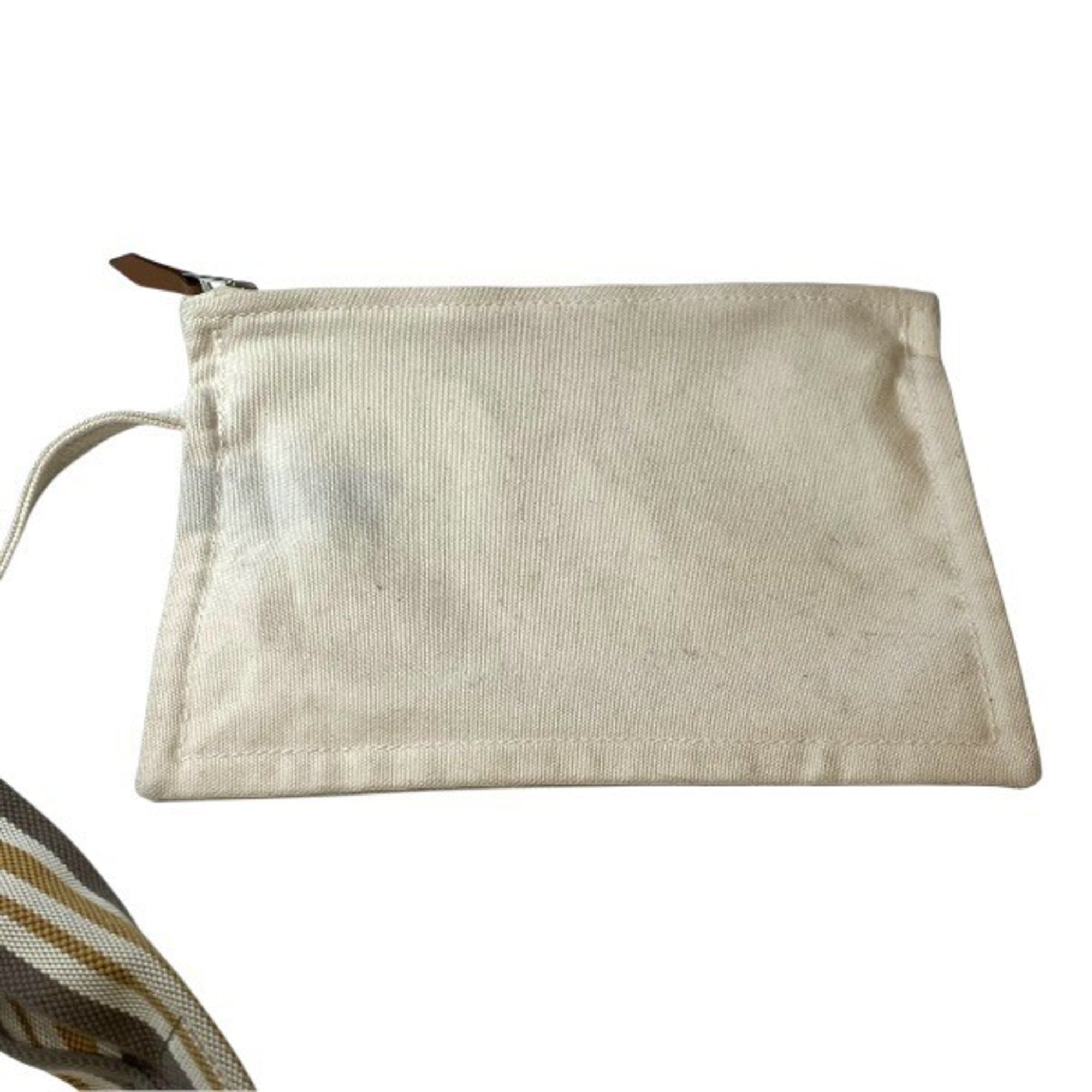 Hermes Etain Gray Brown Canvas Handbag Tote Bag (Pre-Owned)