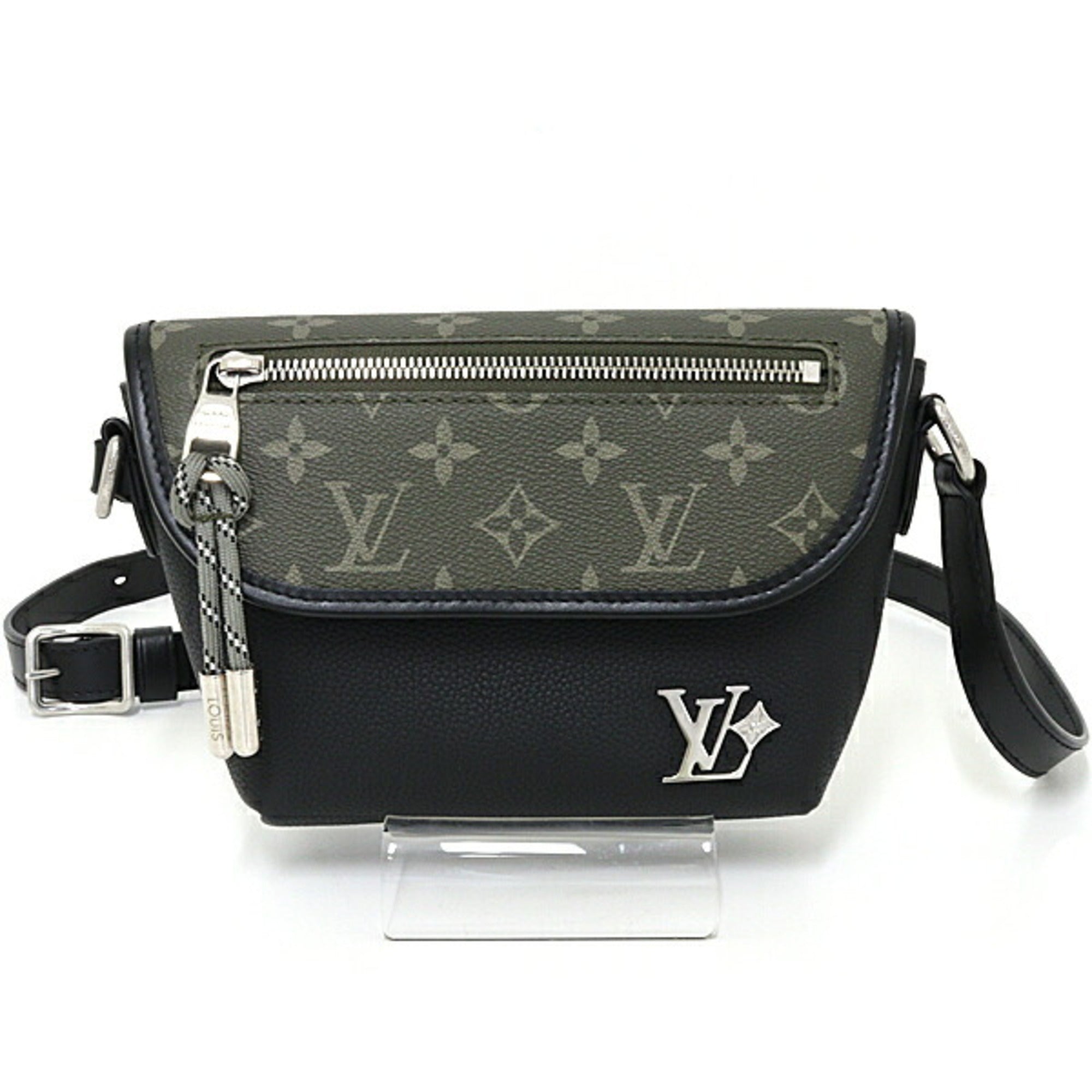 Louis Vuitton Black Khaki Monogram Leather Shoulder Bag (Pre-Owned)