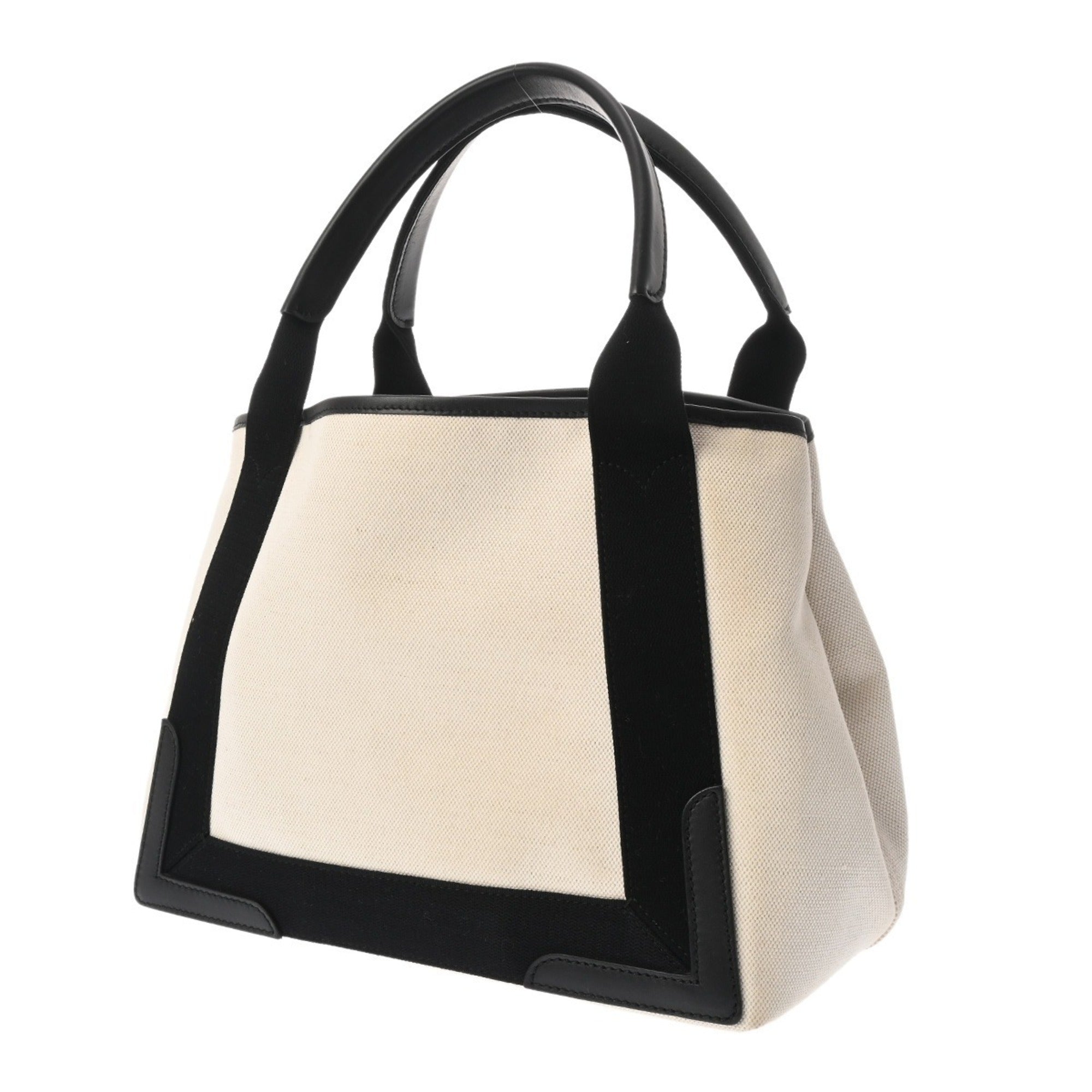 Balenciaga Black White Canvas Leather Handbag Pouch (Pre-Owned)