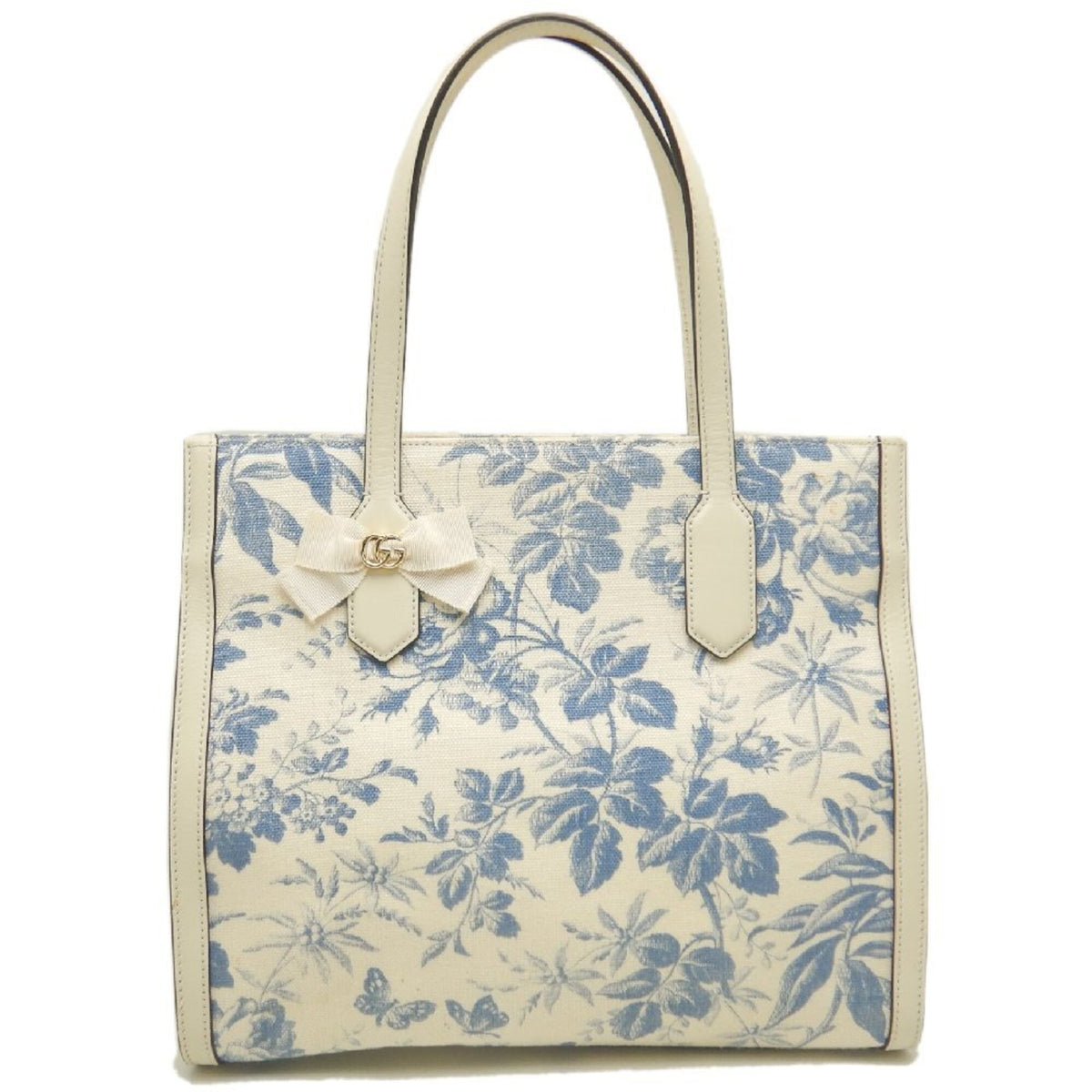 Gucci Blue Ivory Canvas Tote Bag (Pre-Owned)