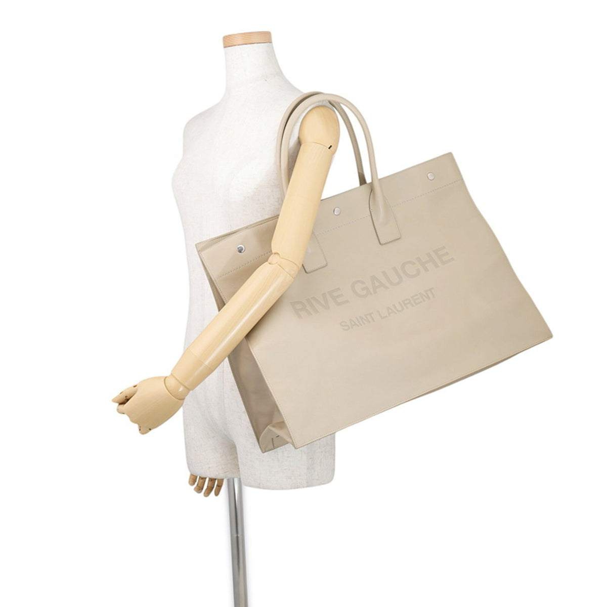 Saint Laurent Beige Leather Handbag Tote Bag (Pre-Owned)