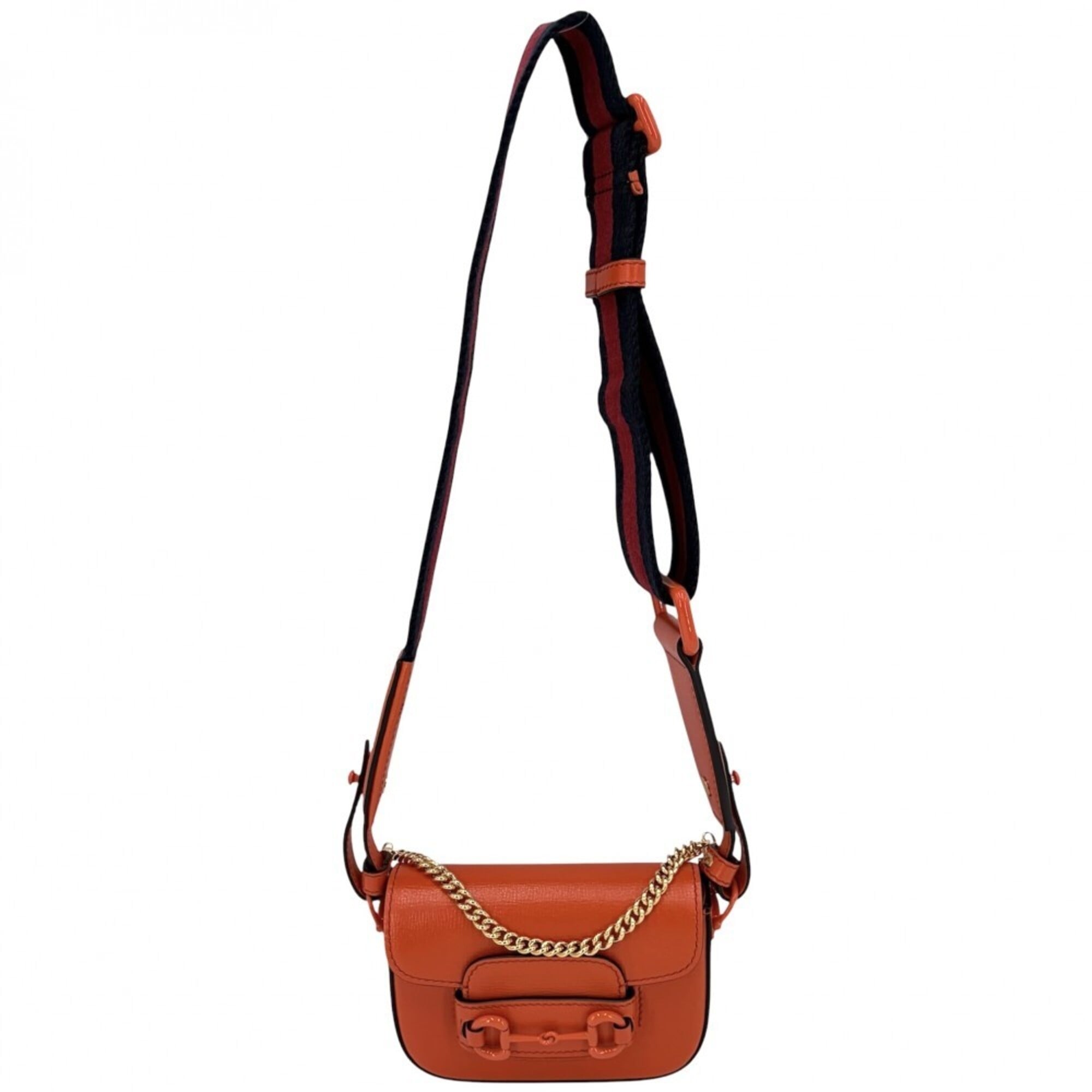 Gucci Orange White Leather Handbag Shoulder Bag (Pre-Owned)