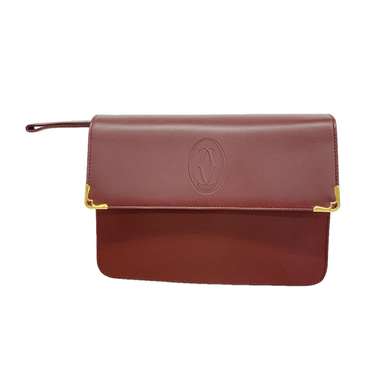 Cartier Bordeaux Leather Clutch Bag (Pre-Owned)