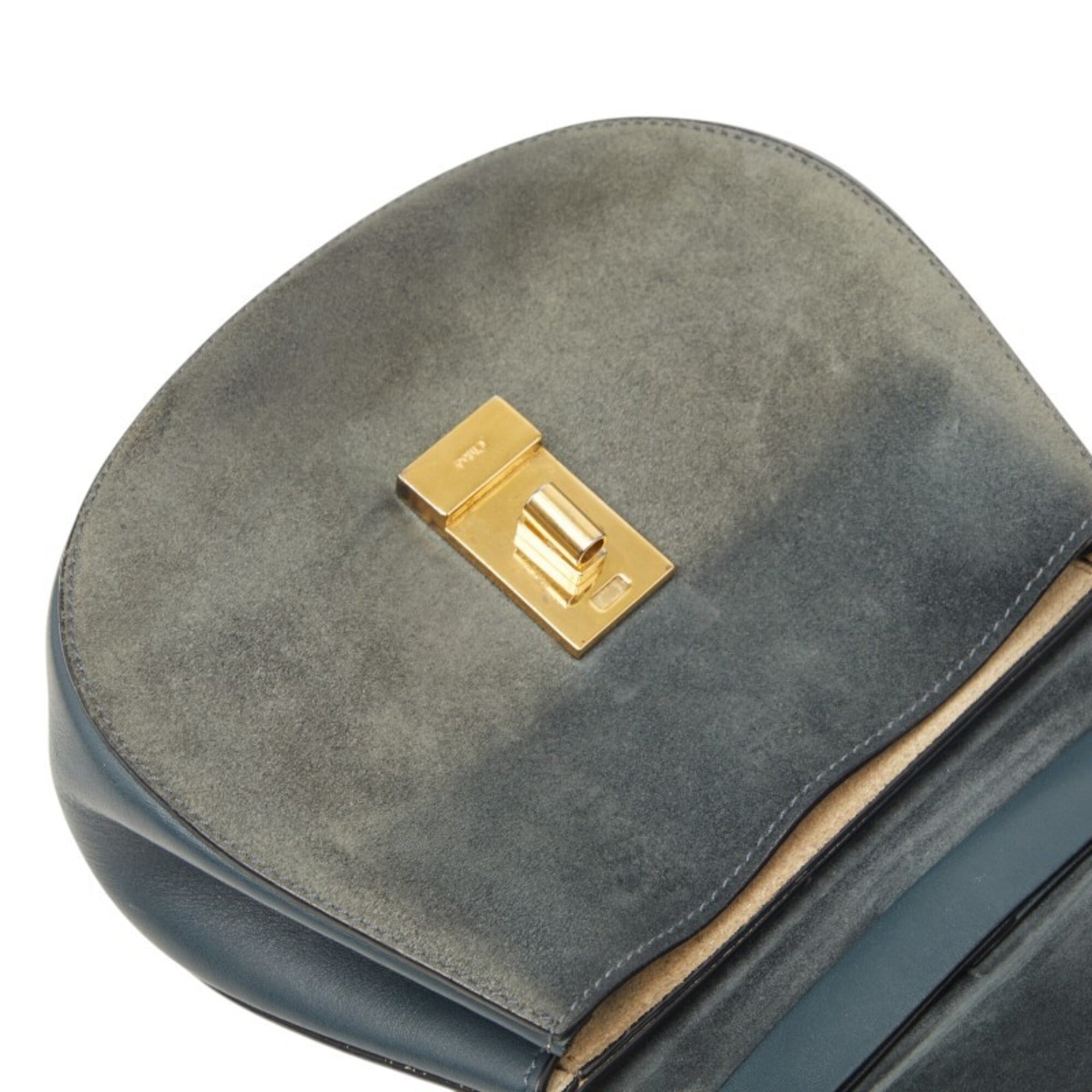 Chloé Drew Gray Suede Leather Shoulder Bag (Pre-Owned)