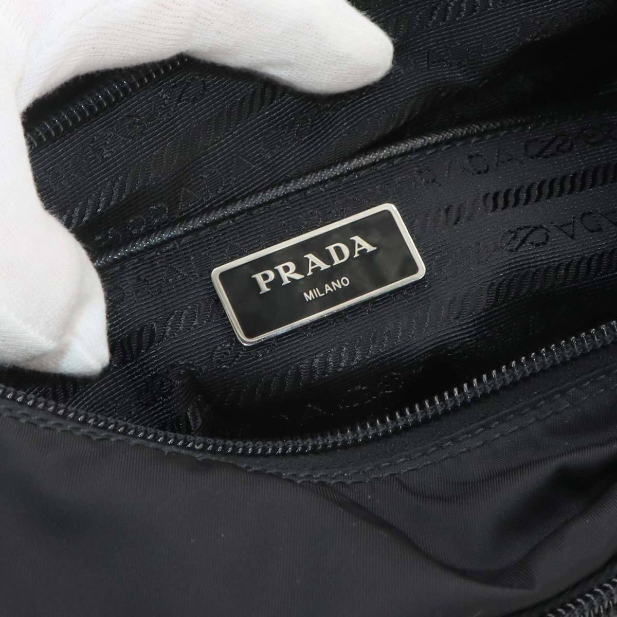 Prada Nero Nylon Saffiano Triangle Leather Shoulder Bag (Pre-Owned)