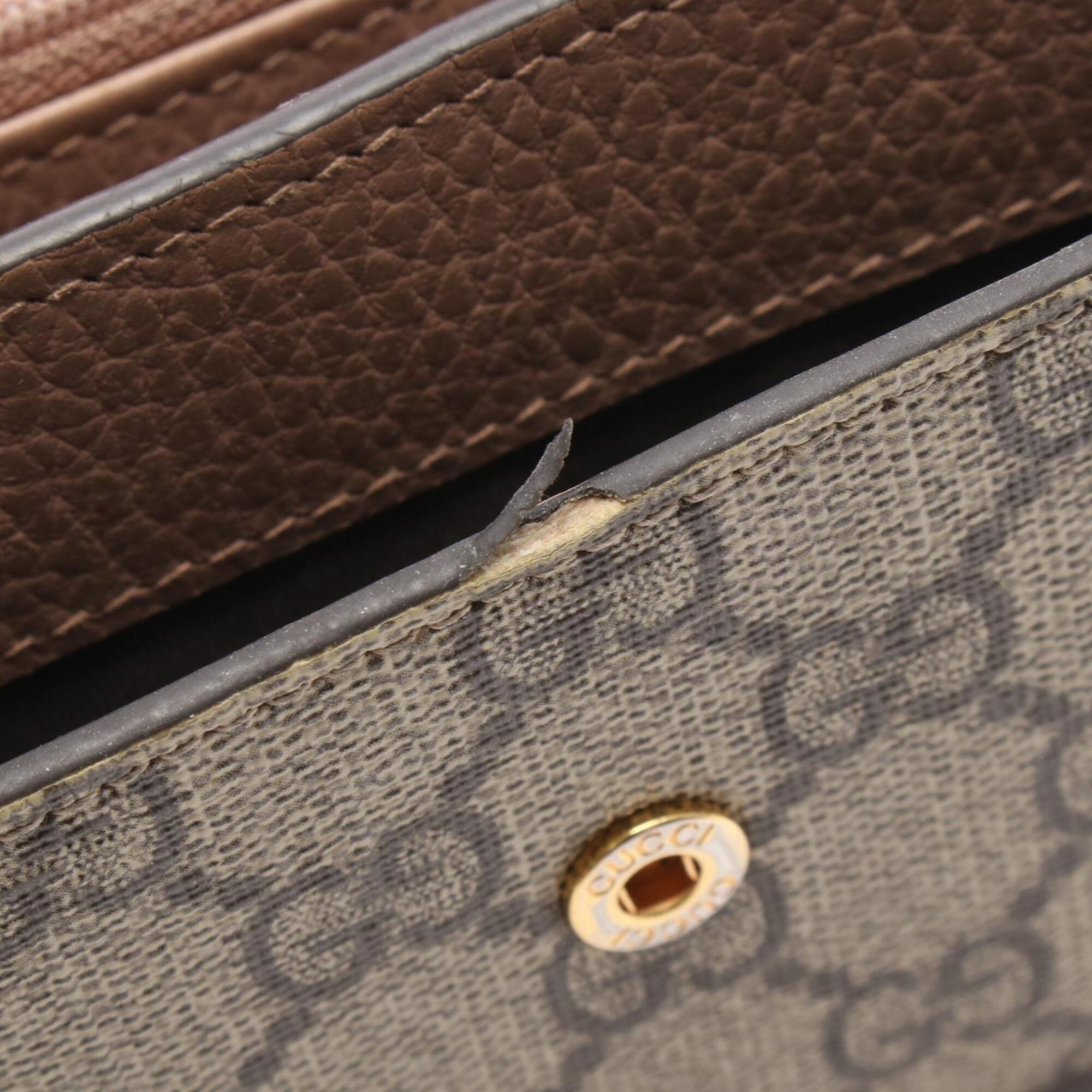 Gucci Beige Brown Pink Leather Pvc Long Wallet (Bi-Fold) (Pre-Owned)