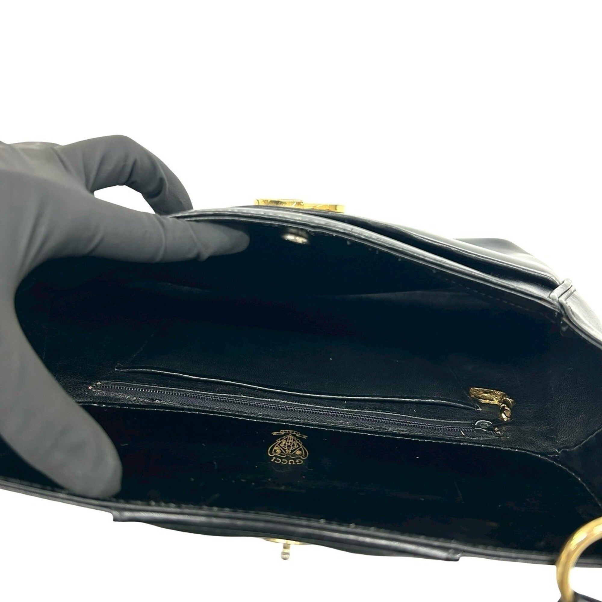 Gucci Black Leather Shoulder Bag Tote Bag (Pre-Owned)