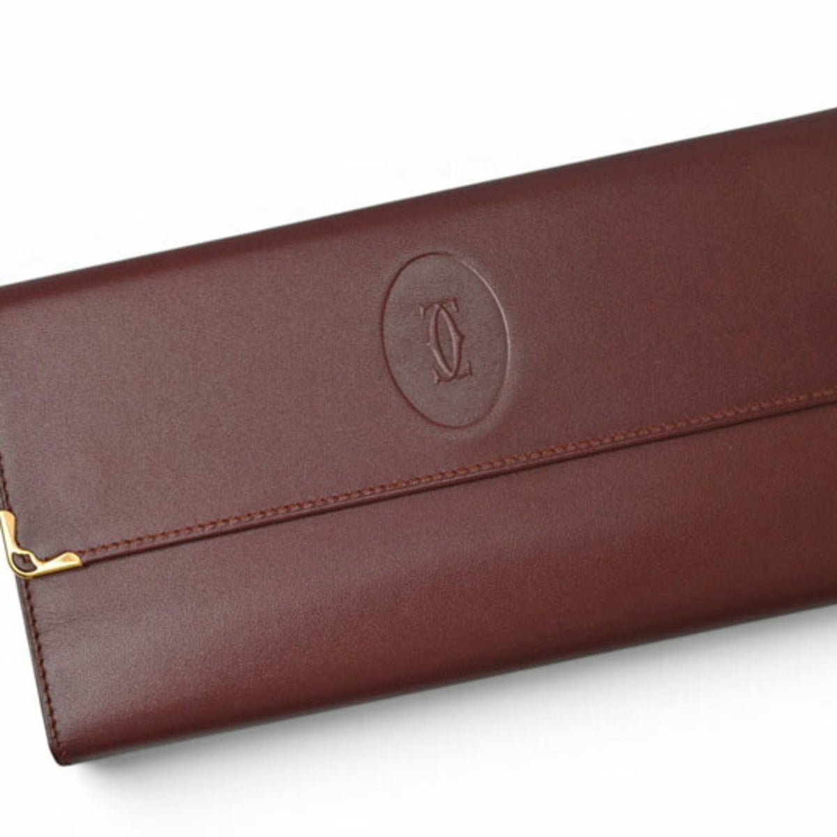 Cartier Must Bordeaux Leather Long Wallet (Bi-Fold) (Pre-Owned)