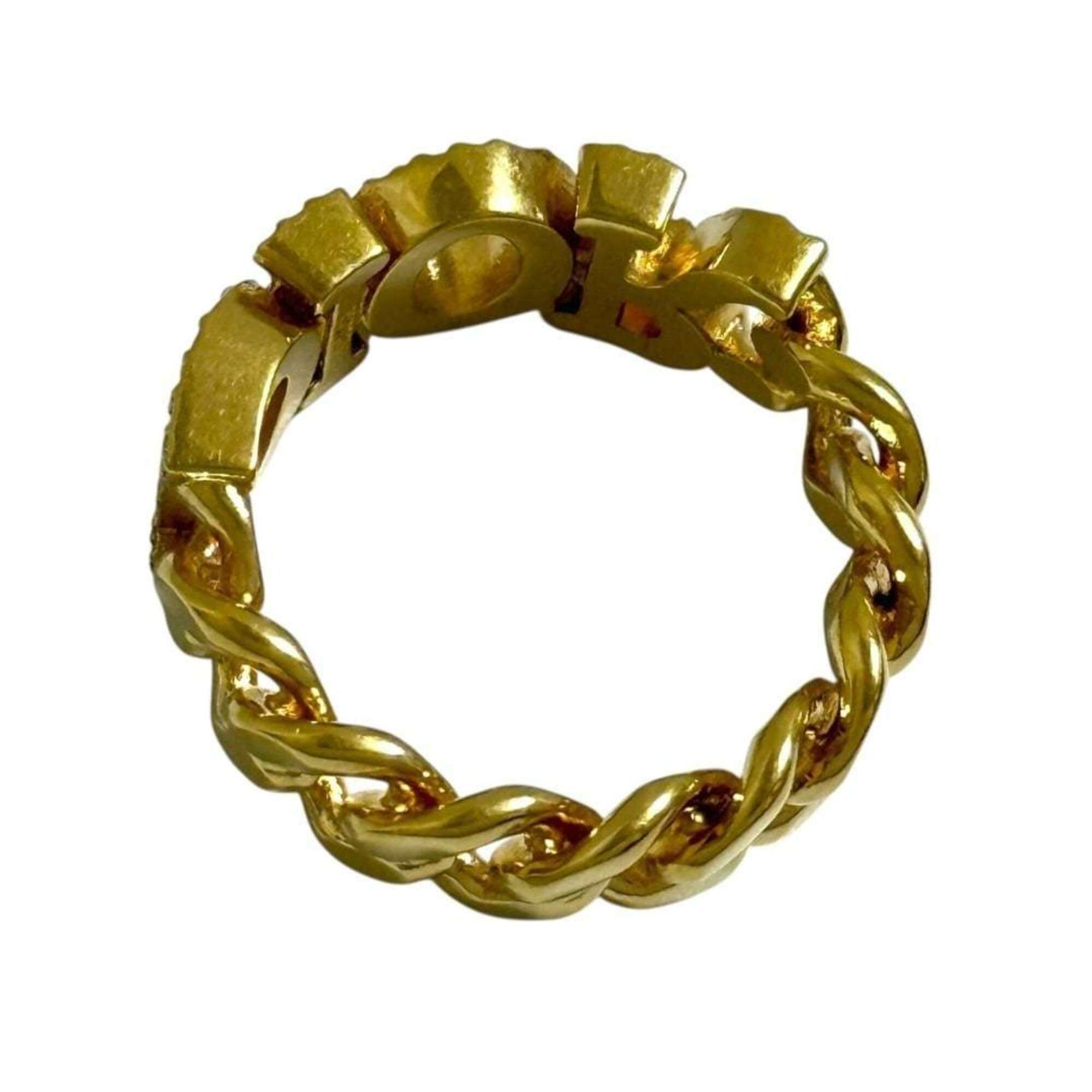 Christian Dior Metal Rhinestone Band Ring (Pre-Owned)
