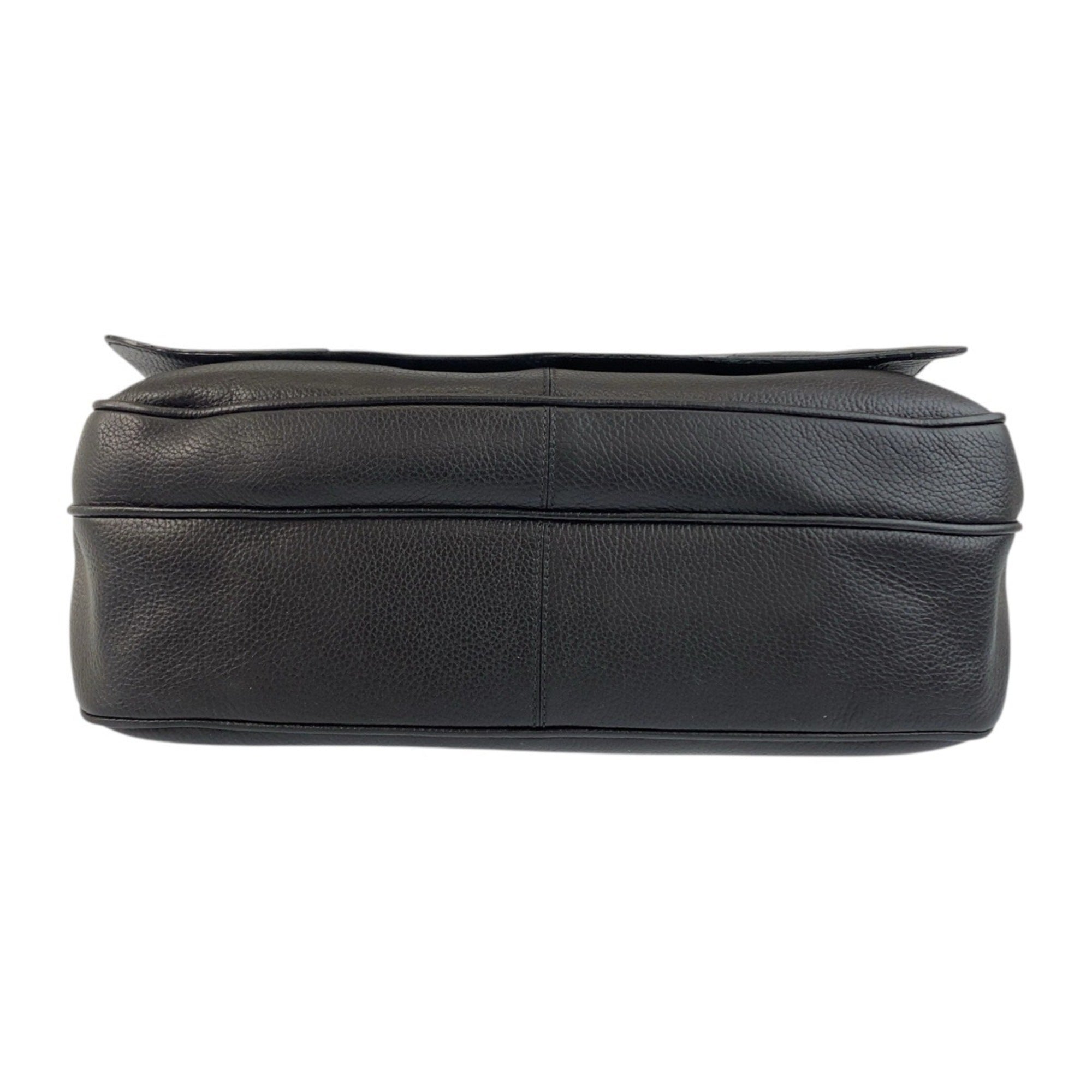 Cartier Dark Brown Leather Messenger Bag Shoulder Bag (Pre-Owned)