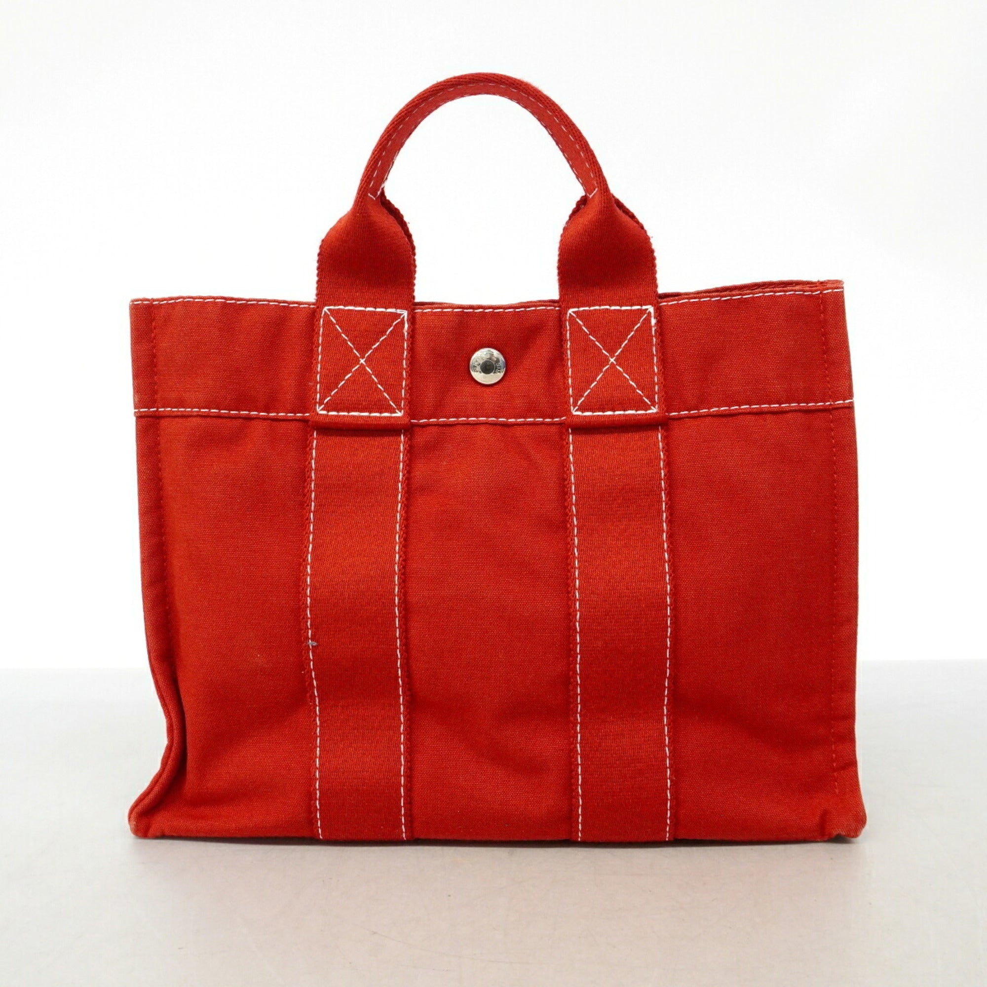 Hermes Red Color Canvas Tote Bag (Pre-Owned)