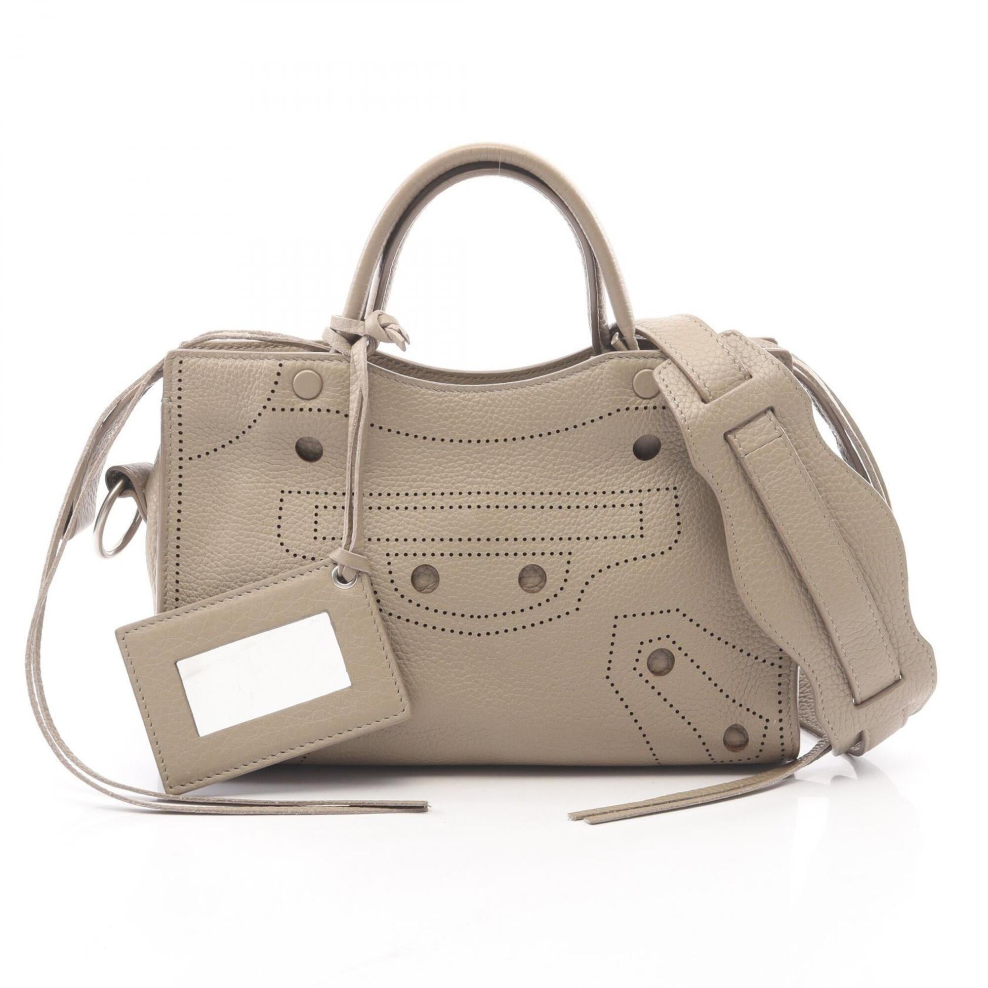 Balenciaga Beige Black Leather Handbag (Pre-Owned)