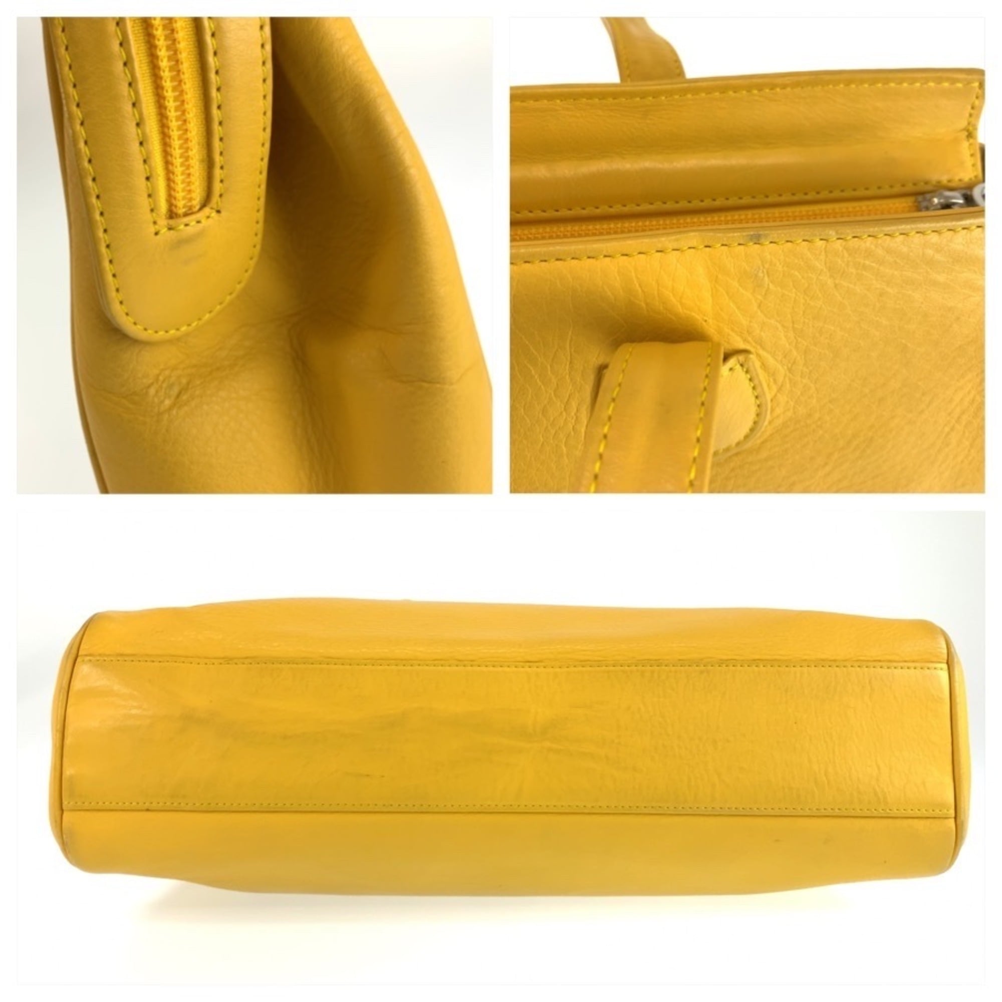 Christian Dior Yellow Leather Shoulder Bag Tote Bag (Pre-Owned)