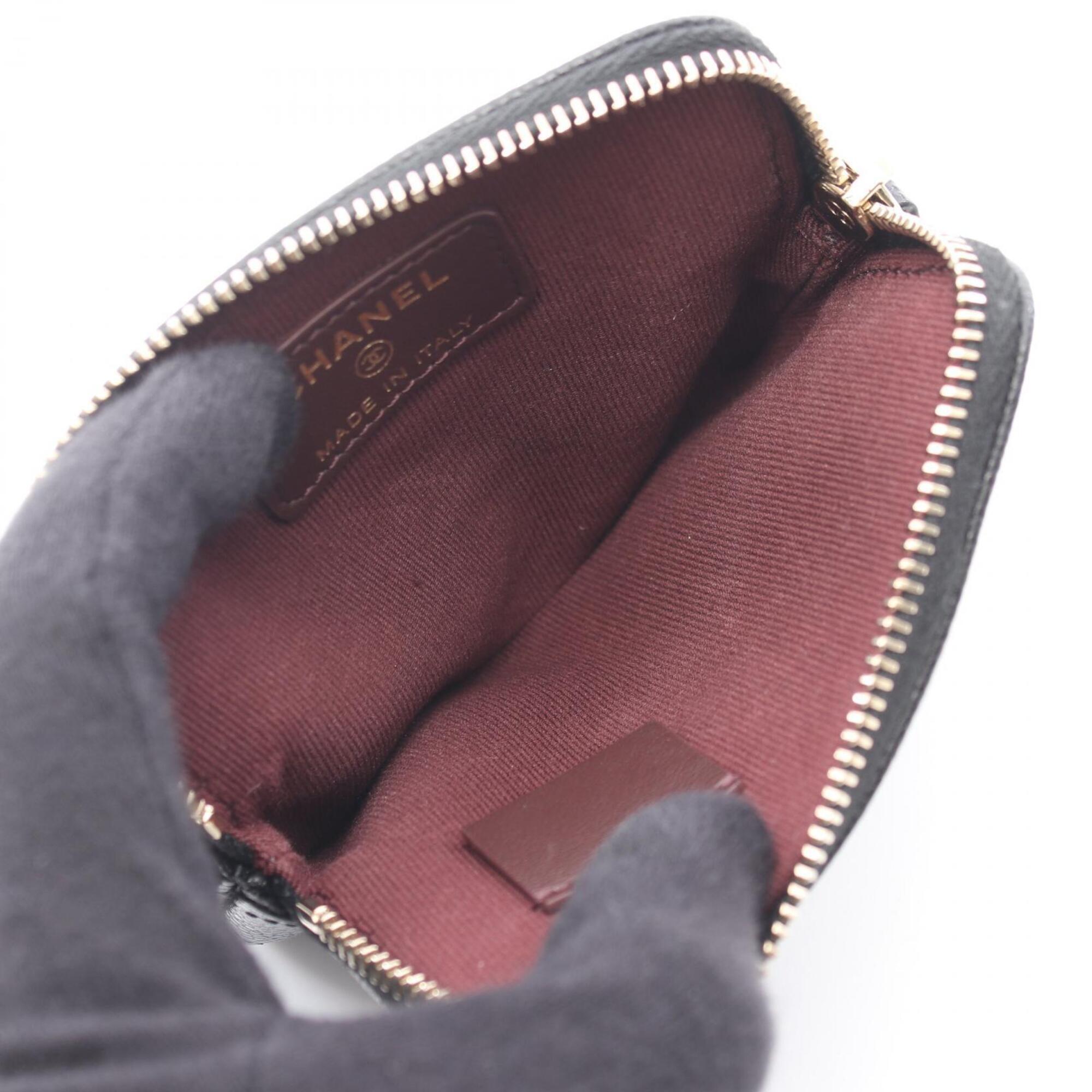 Chanel Matelasse Black Grained Calfskin Coin Purse/Coin Case (Pre-Owned)