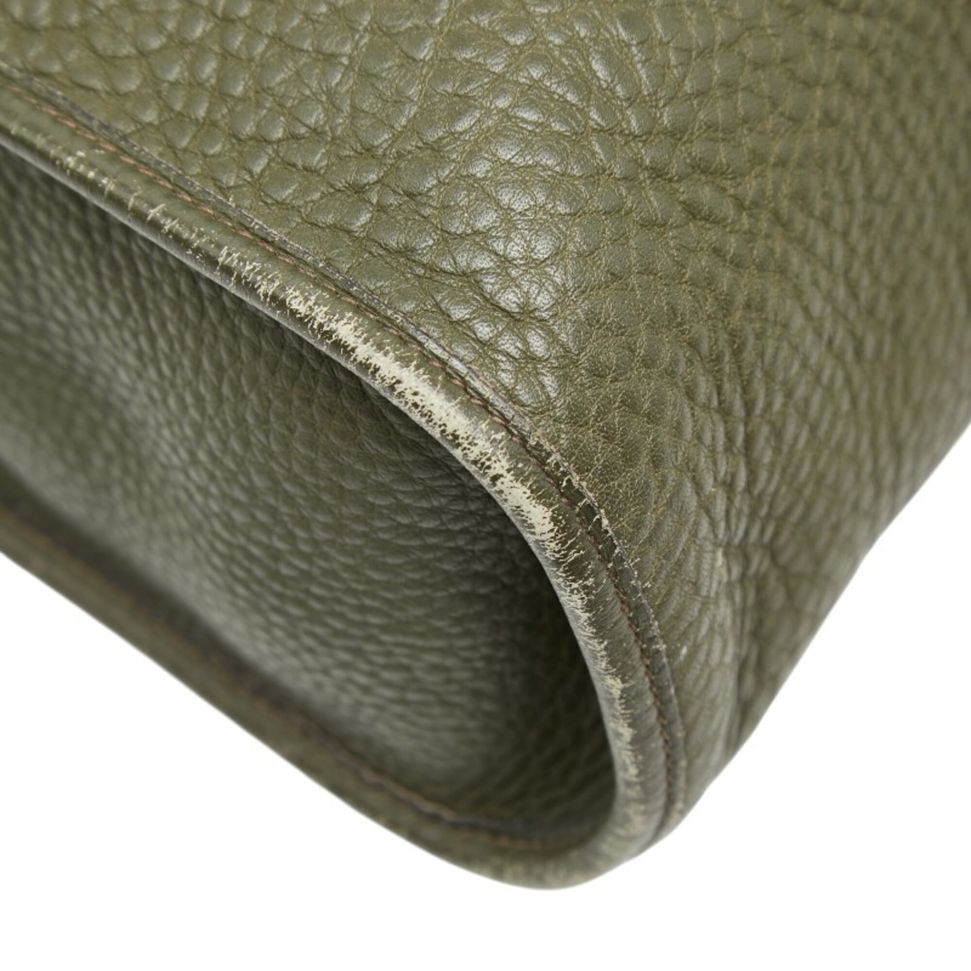 Hermes Green Taurillon Clemence Leather Pouch Shoulder Bag Tote Bag (Pre-Owned)