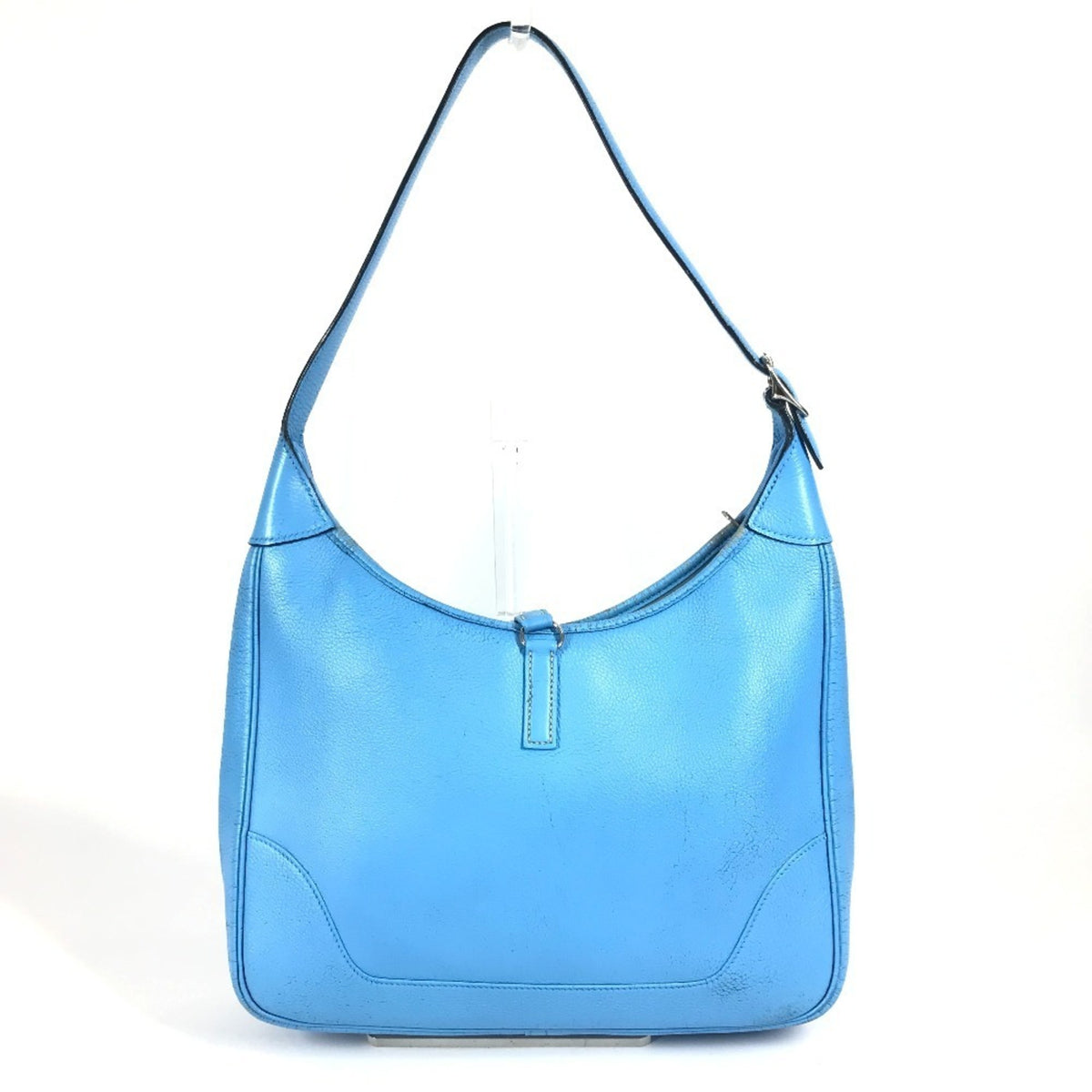 Hermes Trim Blue Leather Shoulder Bag Tote Bag (Pre-Owned)