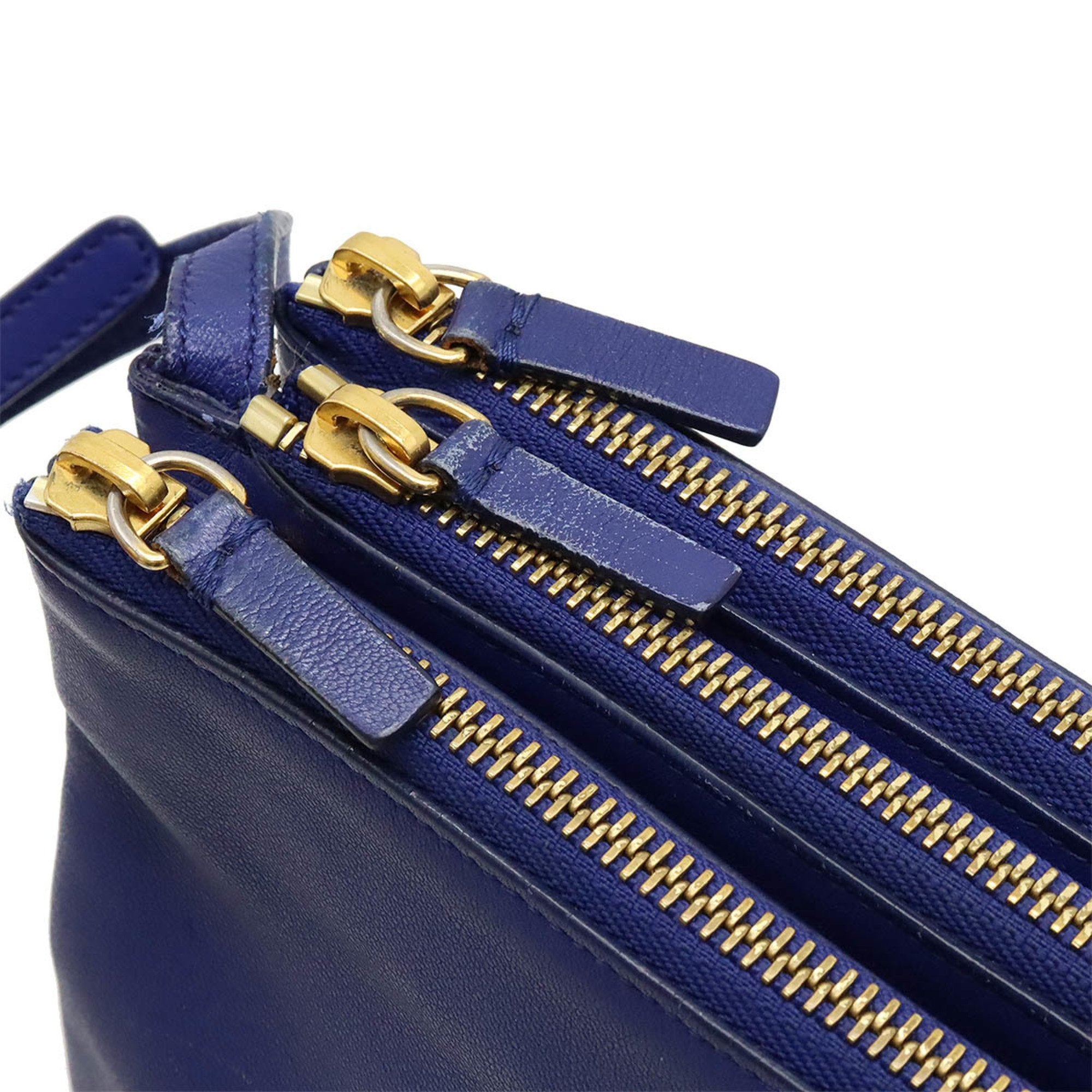 Celine Blue Leather Pochette Pouch Shoulder Bag (Pre-Owned)